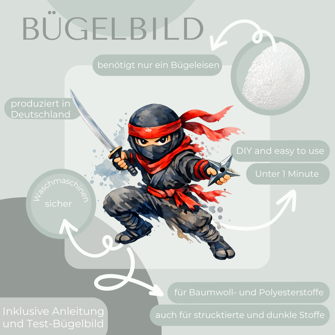Ninja Bügeld-Bild Bügelbild Eigenproduktion