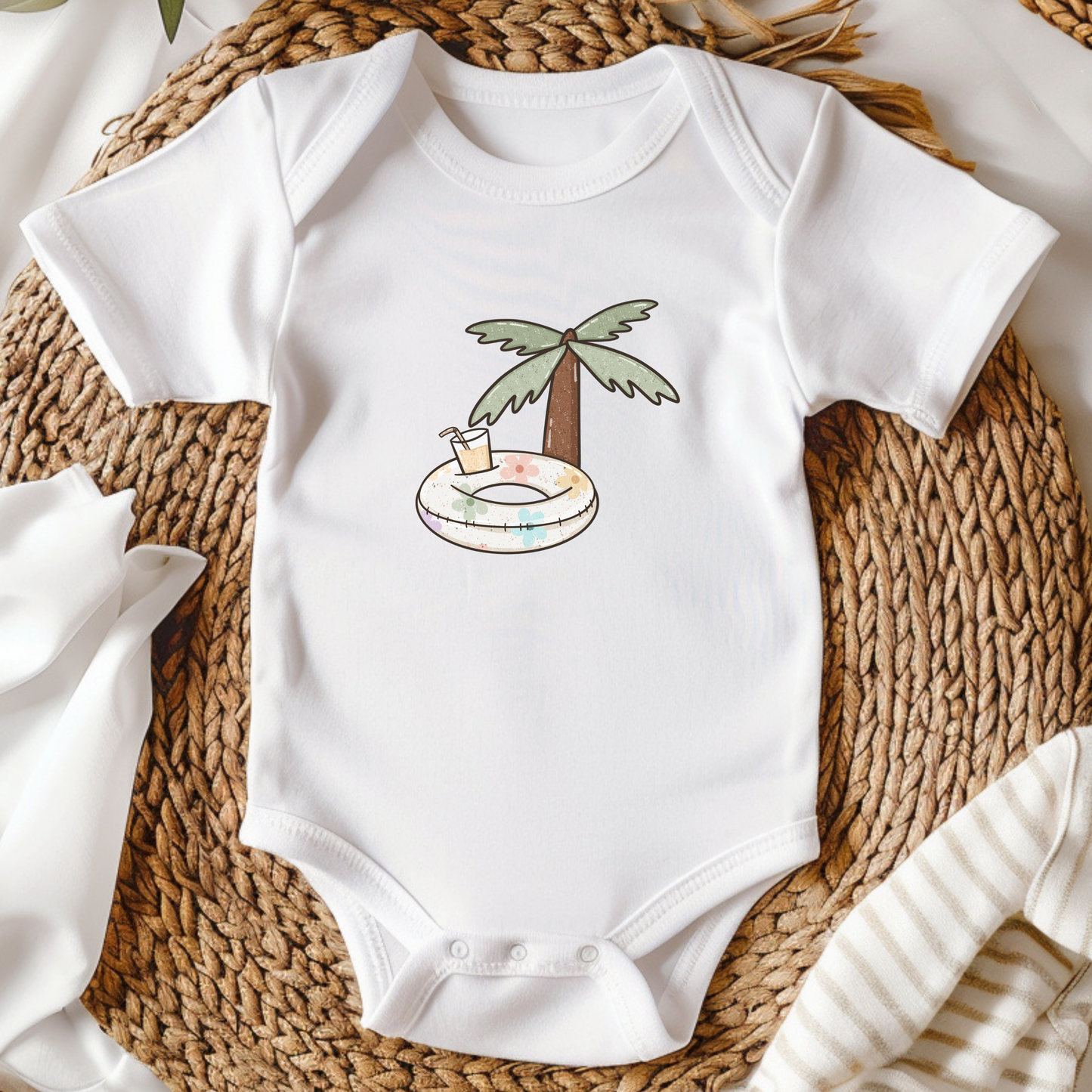 Blumen Reifen mit Palme Bügelbild Eigenproduktion