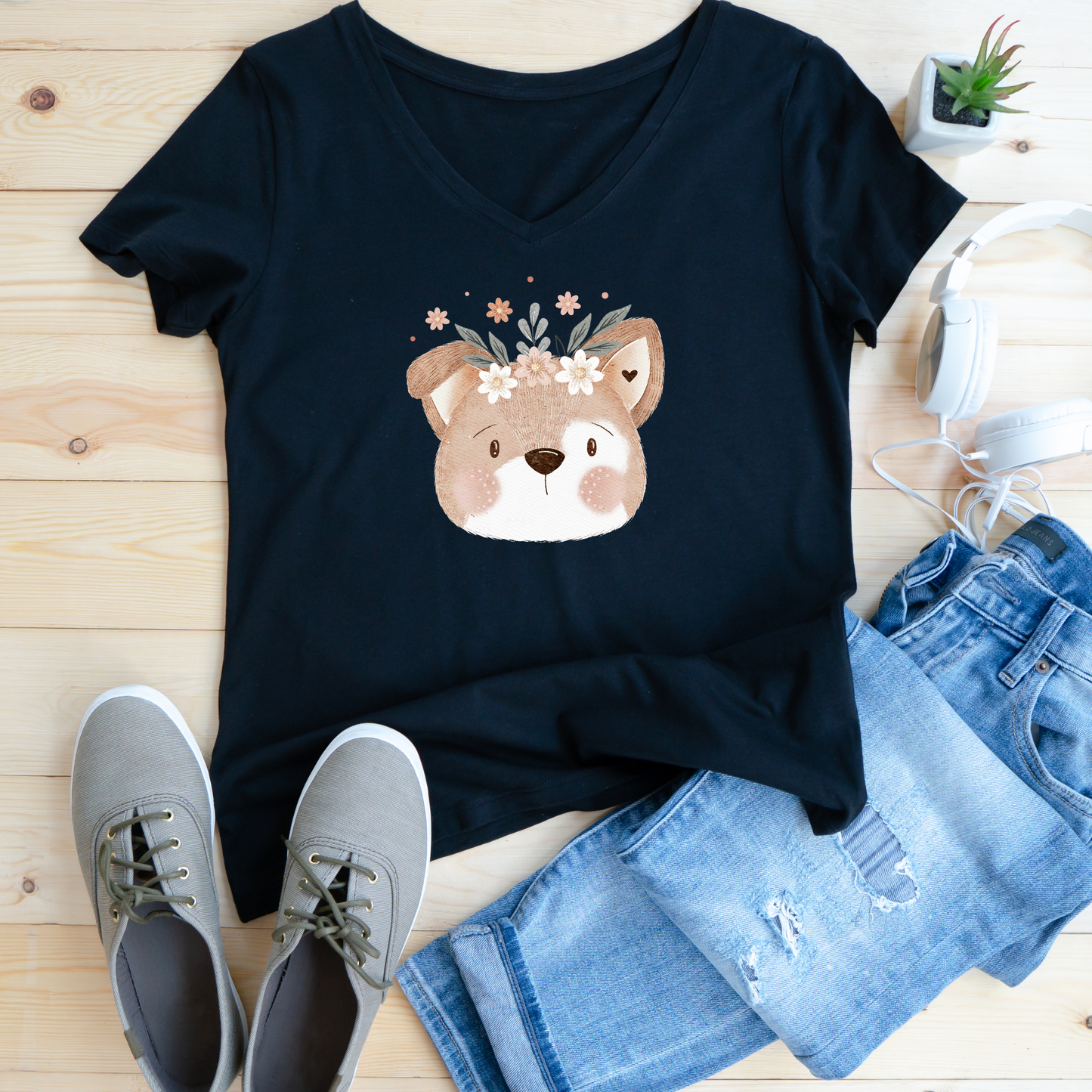 Hund floral Maxi- Bügel-Bild Bügelbild Eigenproduktion