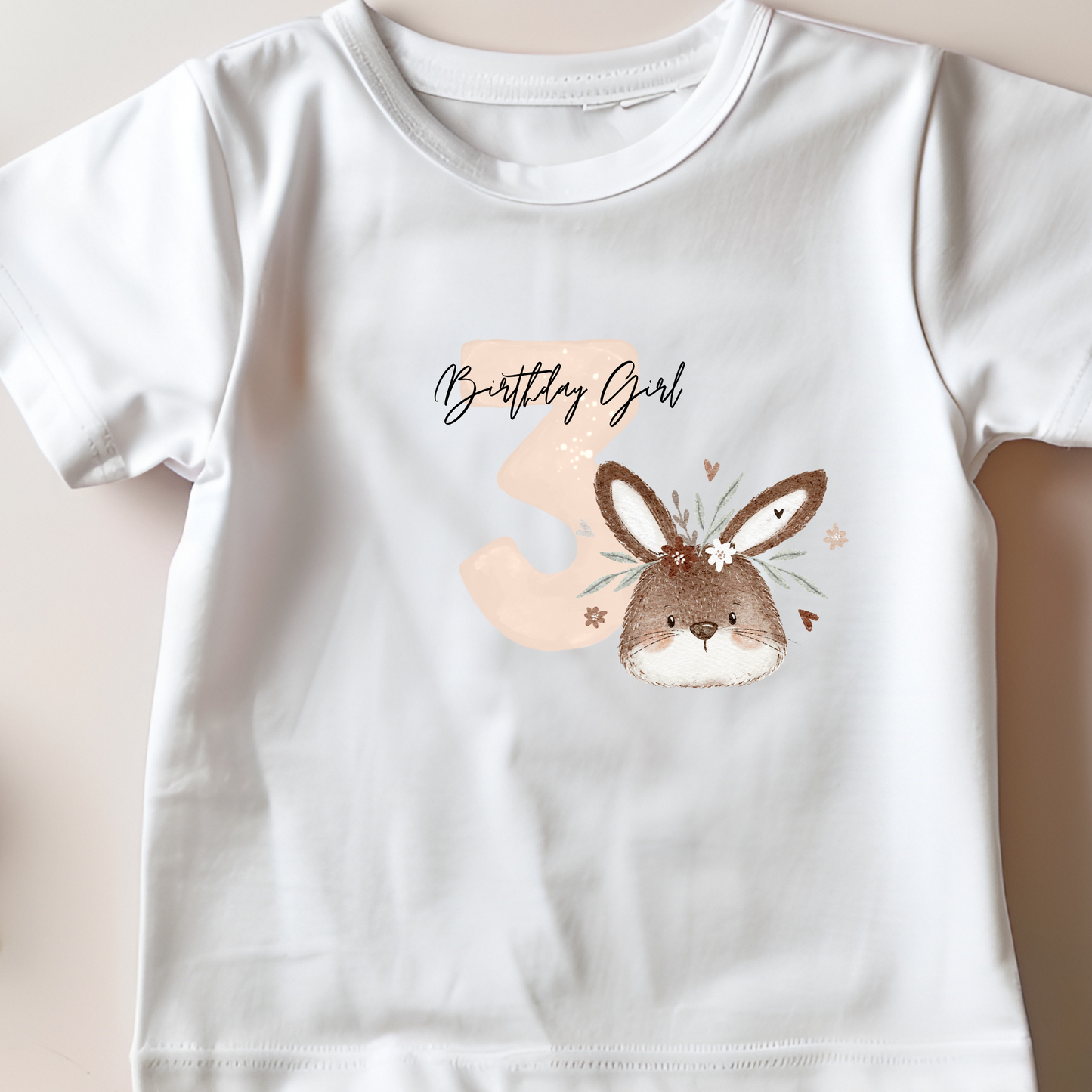 Geburtstagszahl 6 mit floraler Hase - Mini Bügel-Bild Bügelbild Eigenproduktion