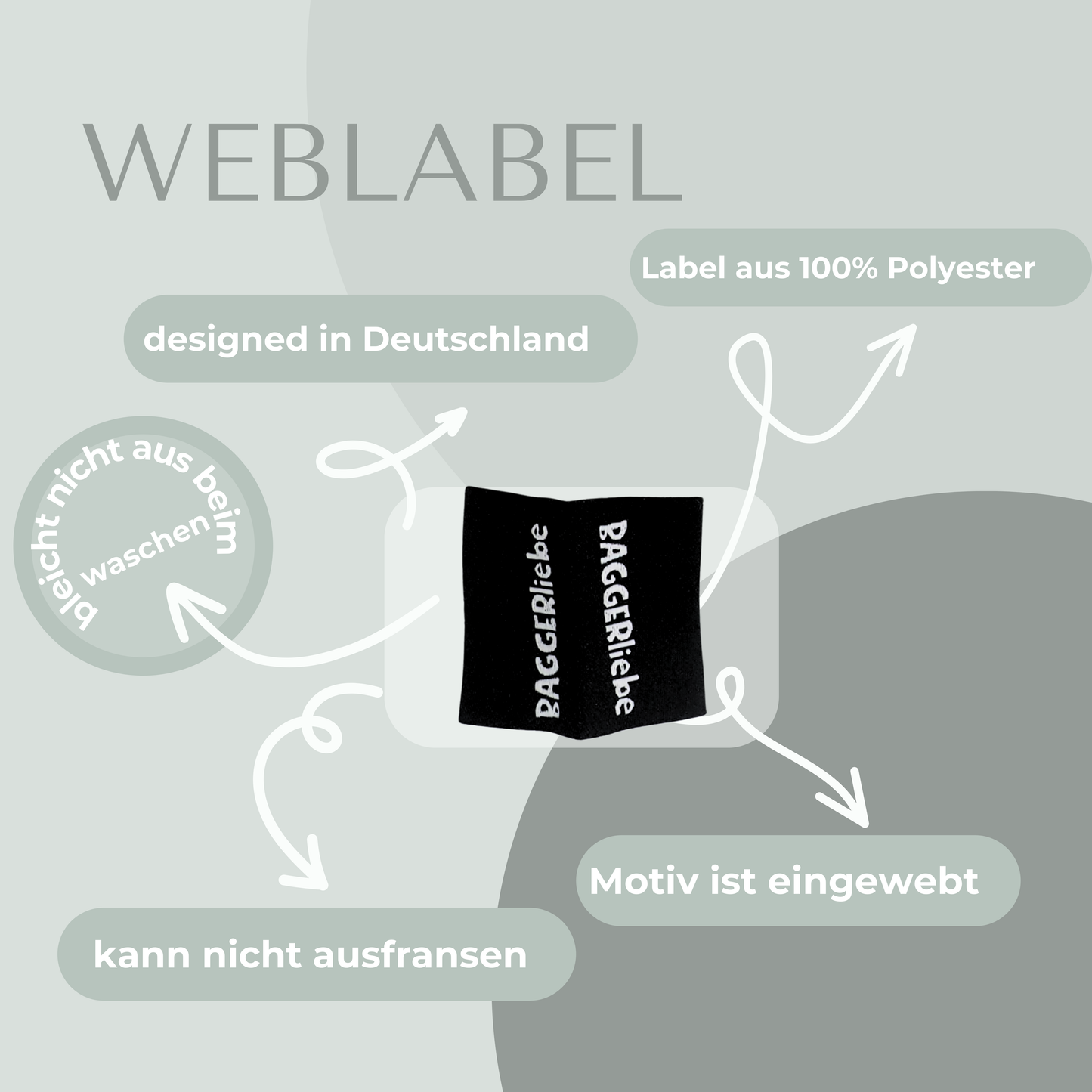 BAGGERliebe Label gewebt Eigenproduktion
