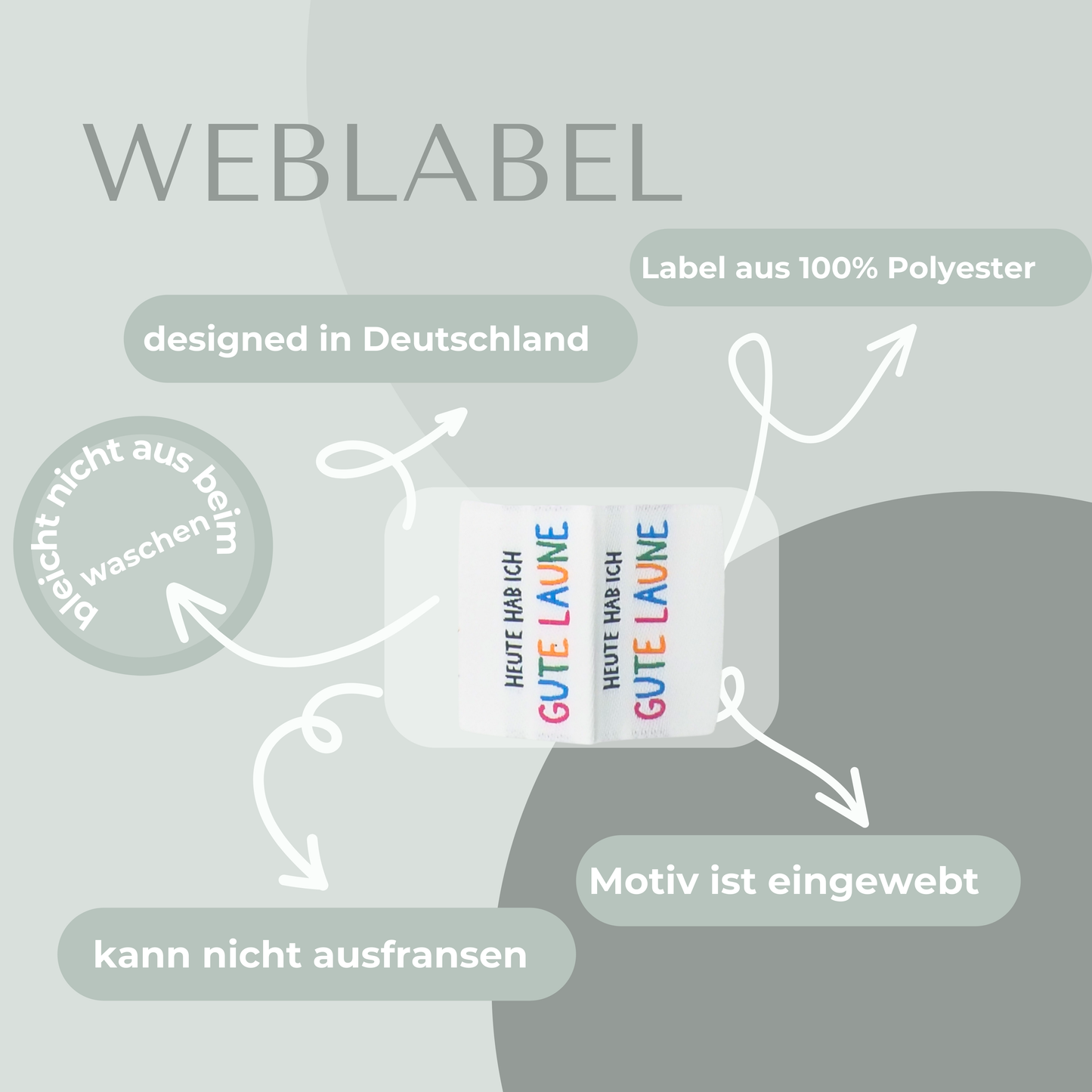 HEUTE HAB ICH GUTE LAUNE Label gewebt Eigenproduktion