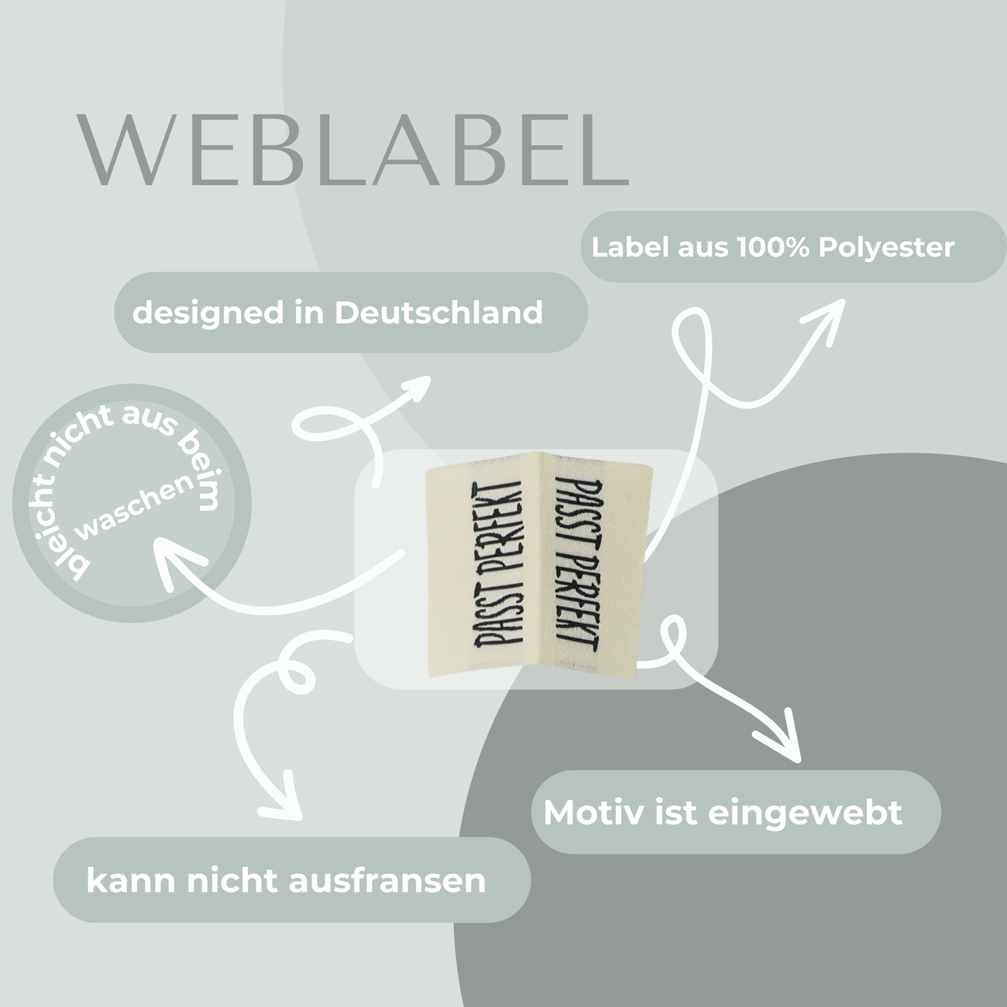 PASST PERFEKT Label gewebt Eigenproduktion