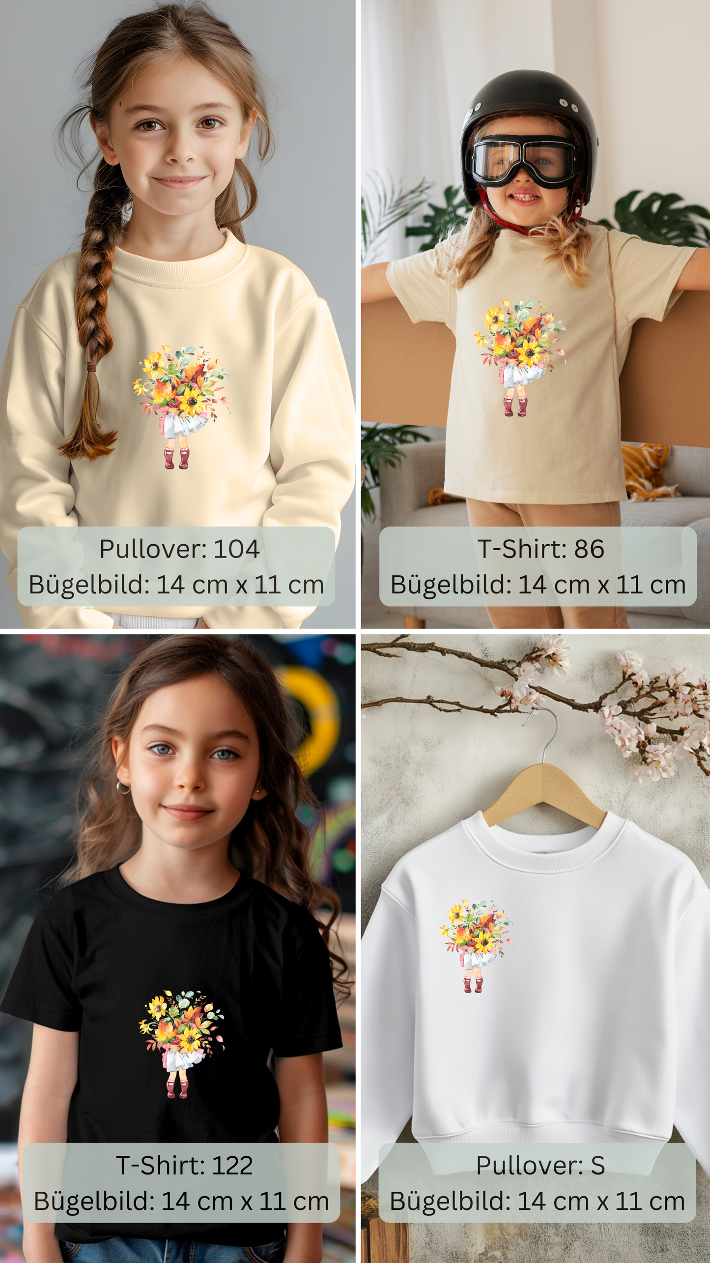 Mädchen mit Herbst-Strauß Bügel-Bild Bügelbild Eigenproduktion