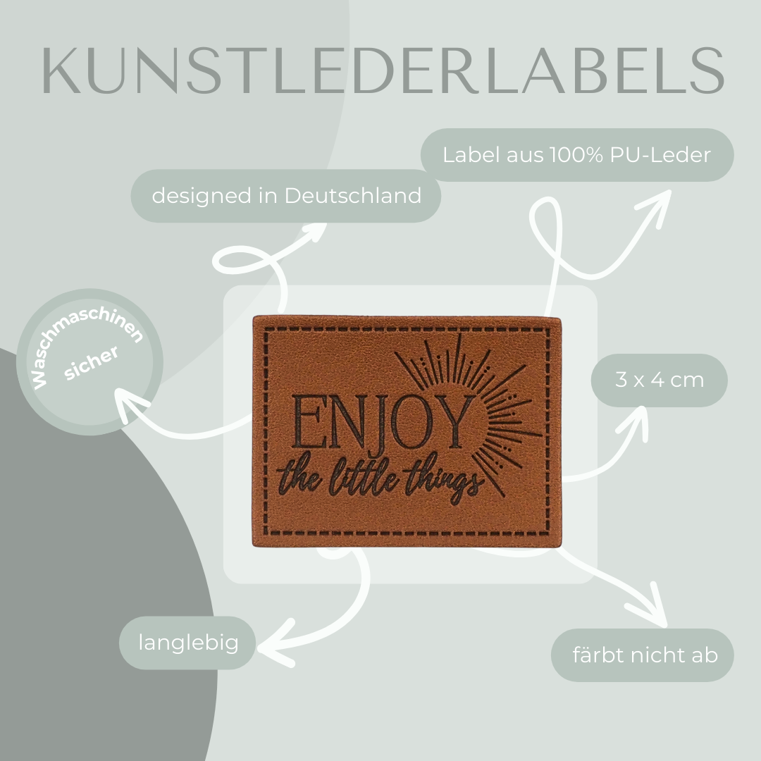 ENJOY the little things - Kunstlederlabel Kunstleder Label Eigenproduktion