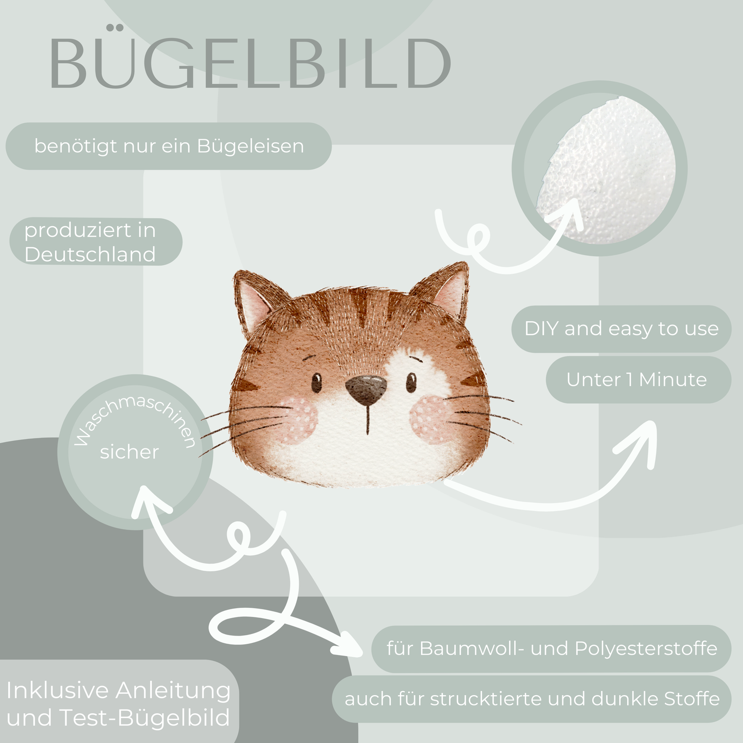 Katze Bügel-Bild Bügelbild Eigenproduktion