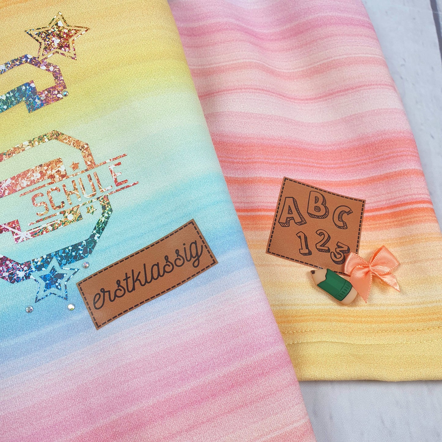 ABC 123 Bügel Label Bügellabel Eigenproduktion