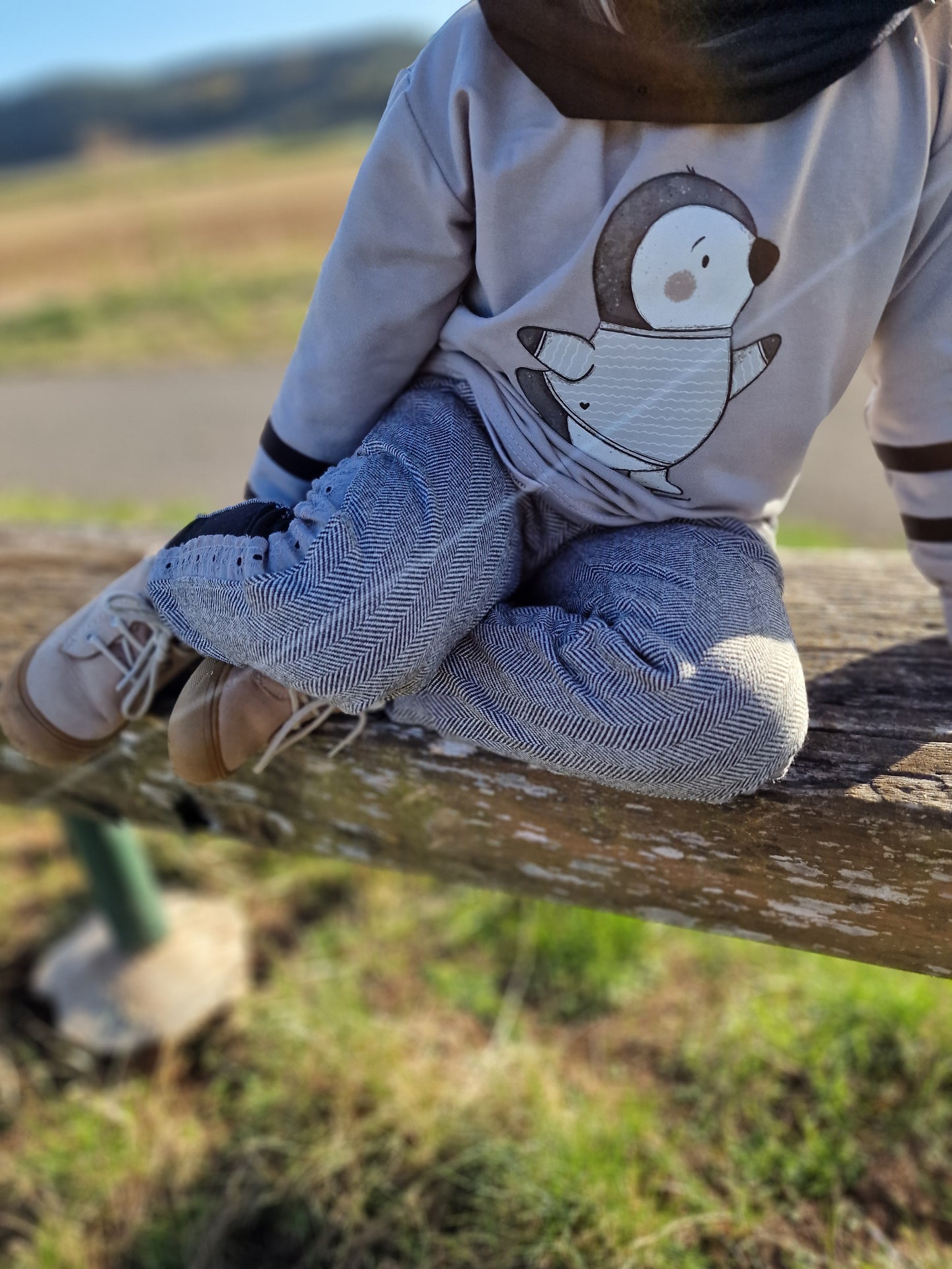 Pinguin Schlittschuhe Blau - Bügel-Bild Bügelbild Eigenproduktion