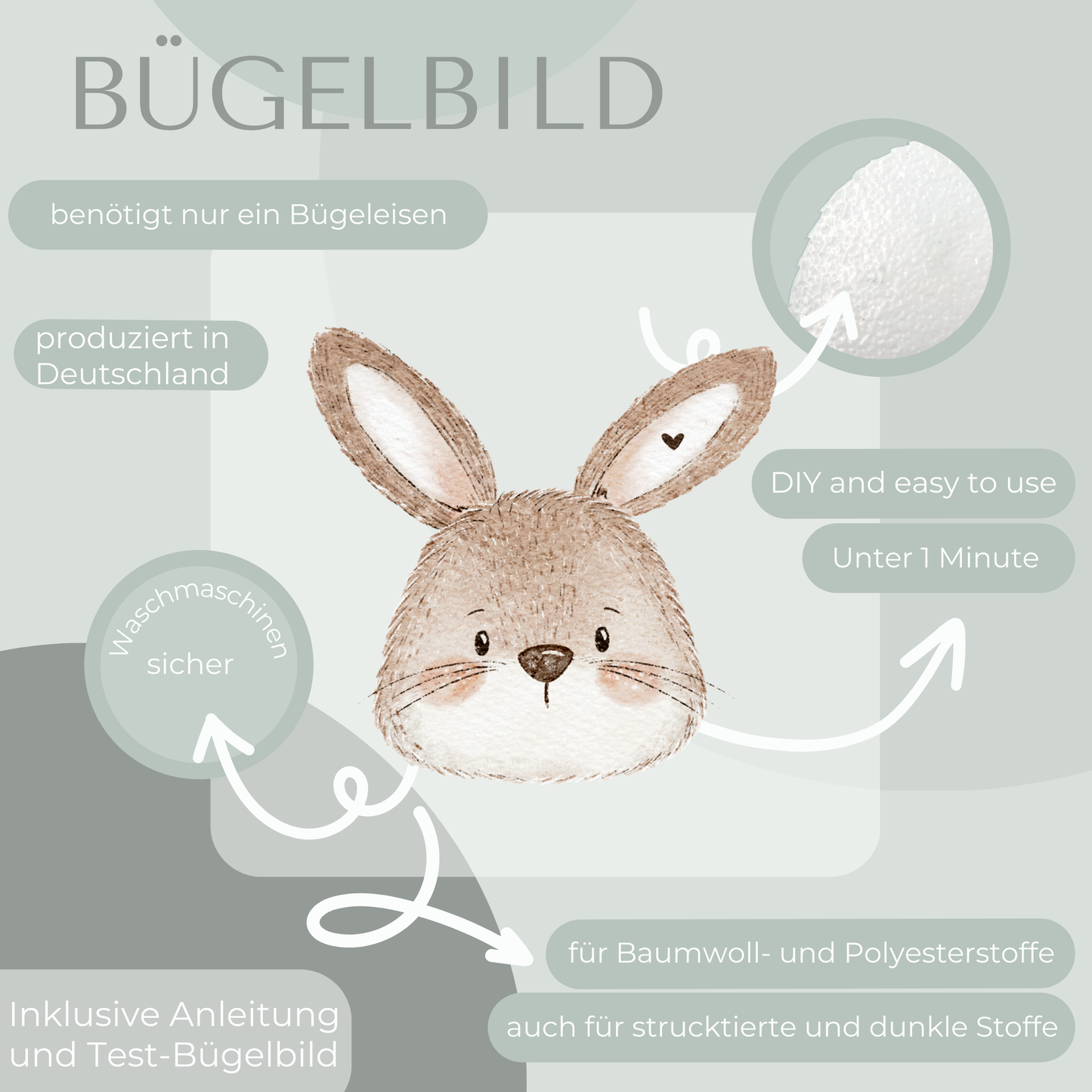 Hase-Bügel-Bild Bügelbild Eigenproduktion