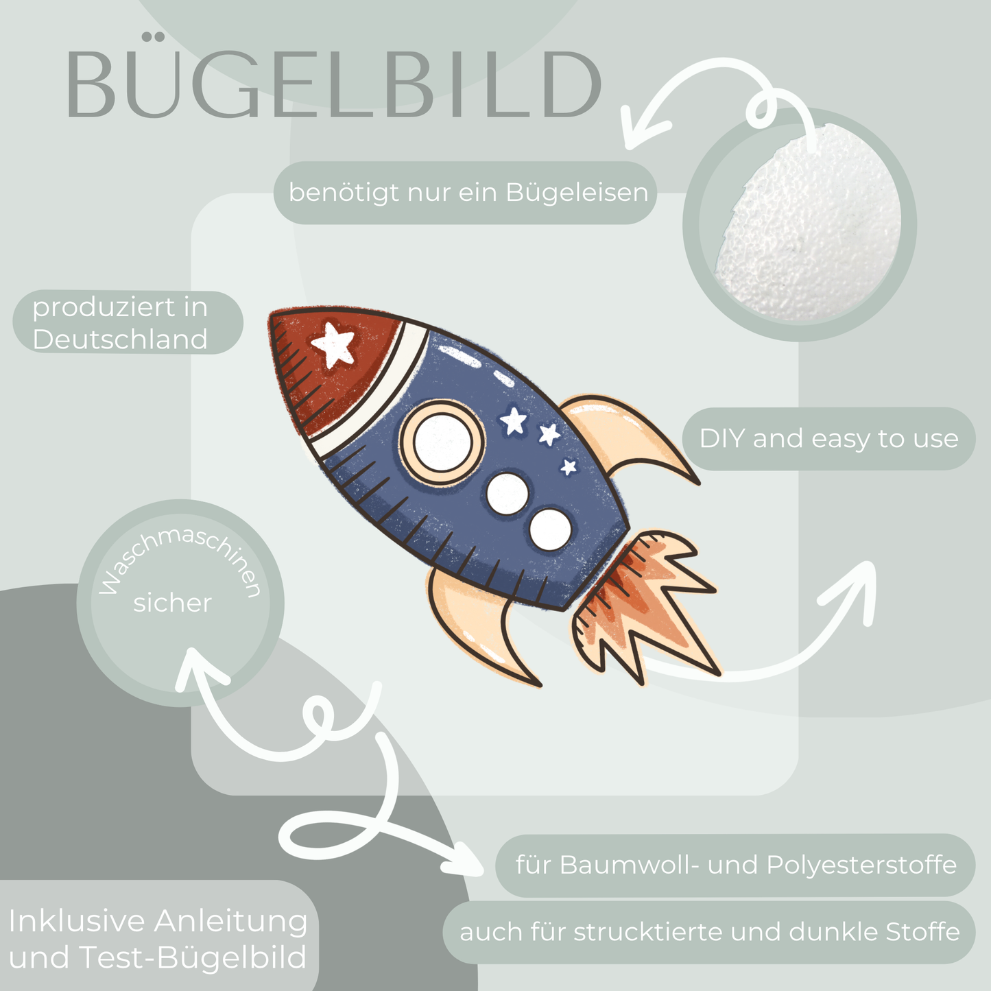 Rakete - Bügelbild Eigenproduktion