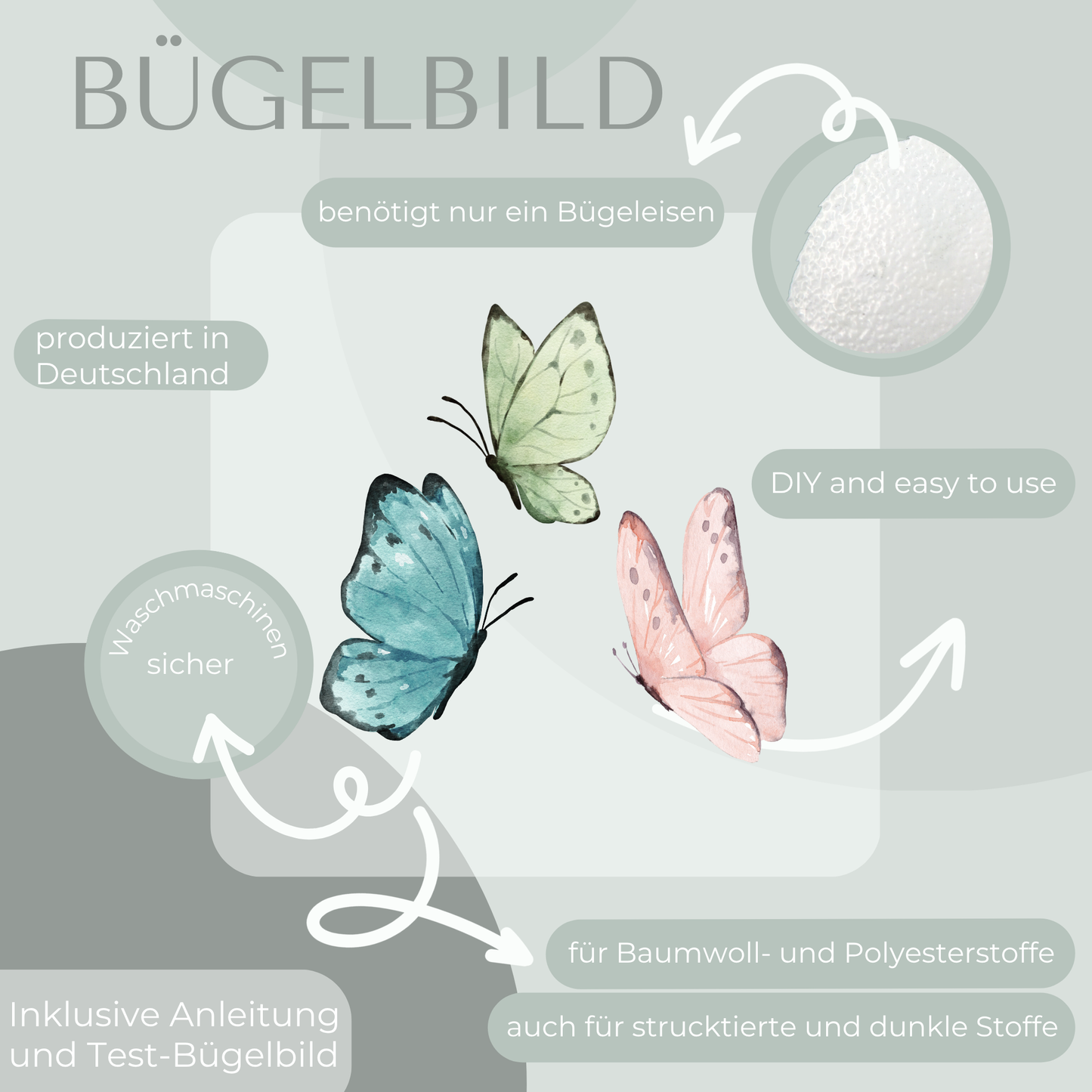 Schmetterling Bügel-Bild Bügelbild Eigenproduktion