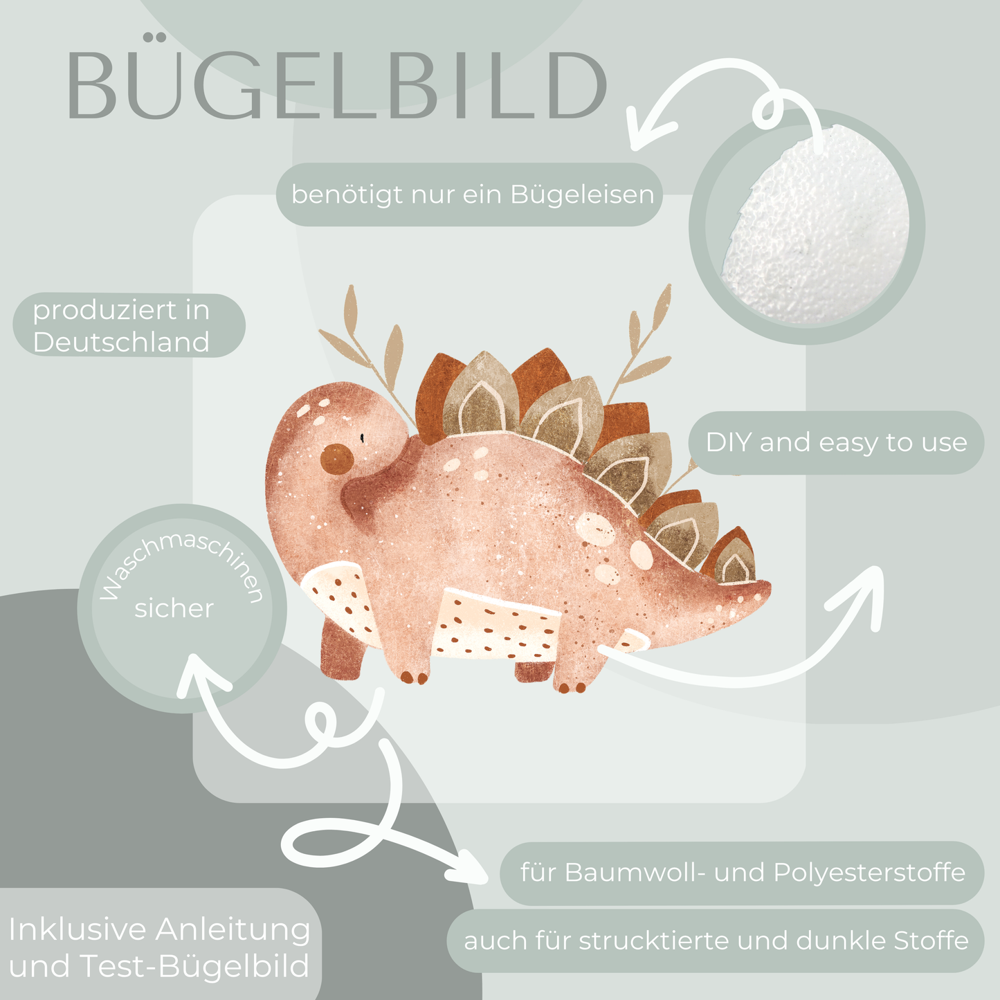 Stegosaurus rosa Bügelbild Eigenproduktion