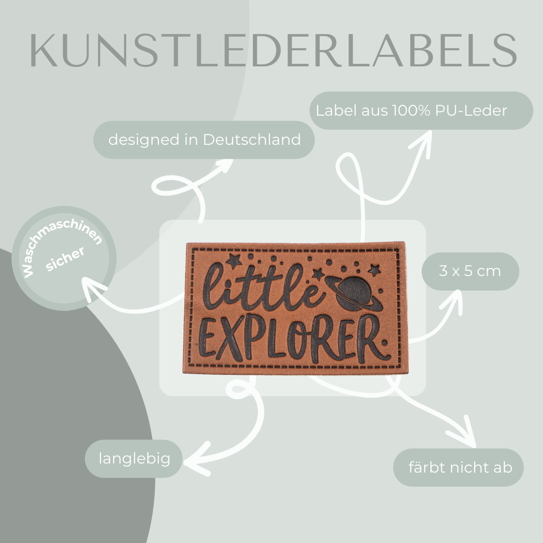 little EXPLORER - Kunstlederlabel Kunstleder Label Eigenproduktion
