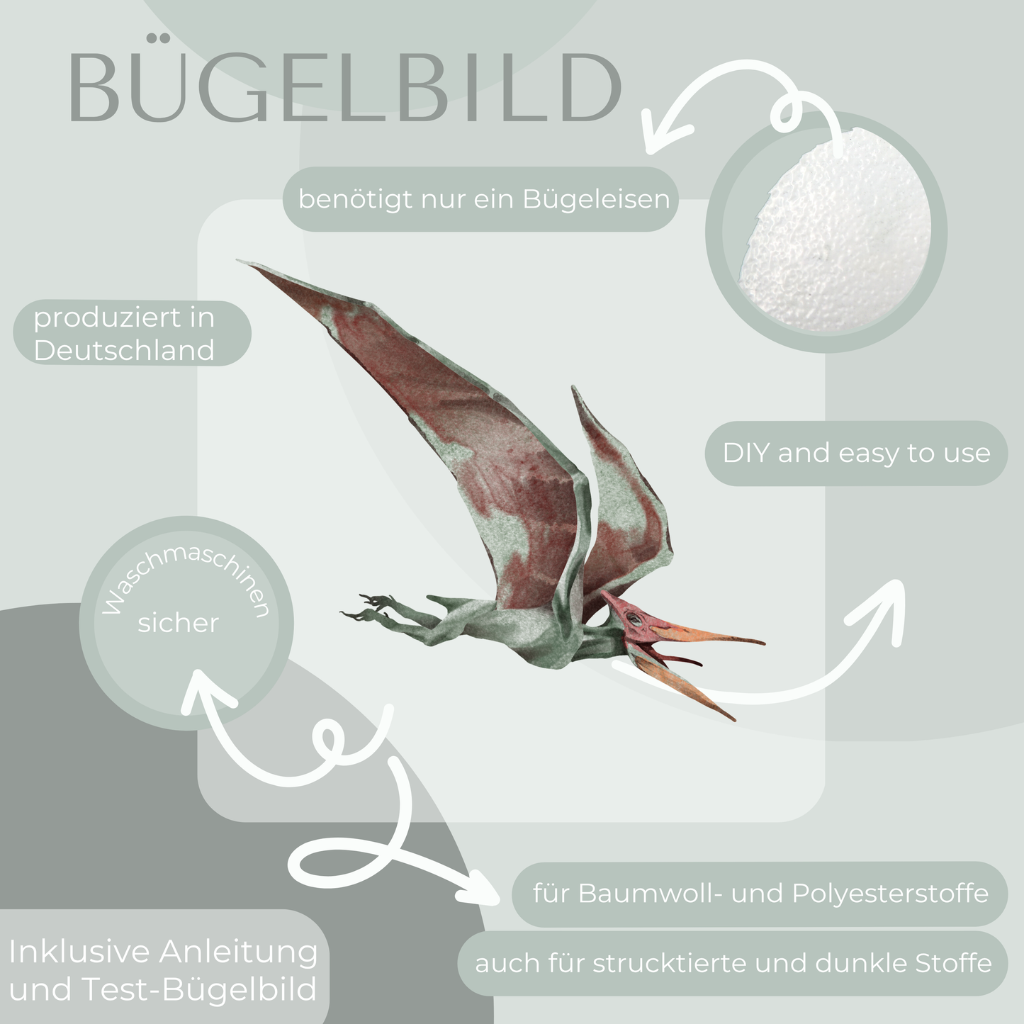 Pteranodon Bügel-Bild Bügelbild Eigenproduktion