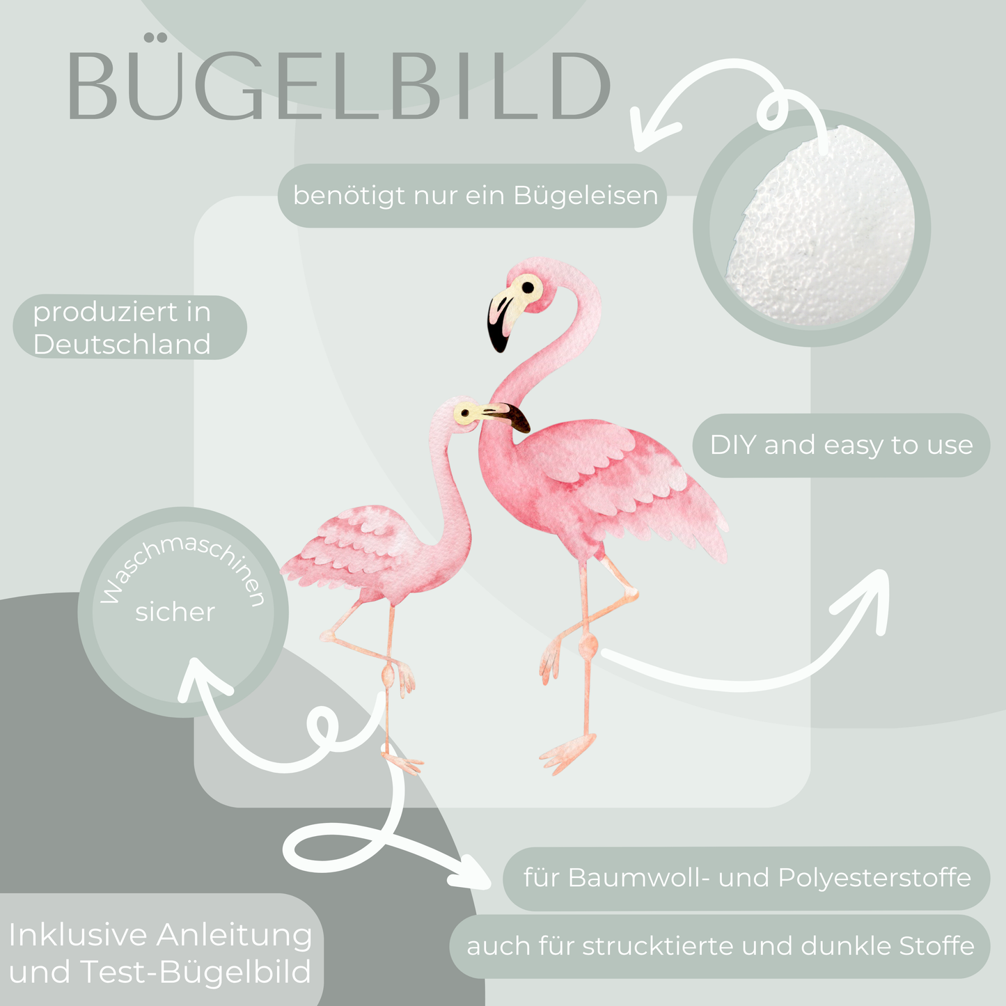 Flamingo Bügel-Bild Bügelbild Eigenproduktion