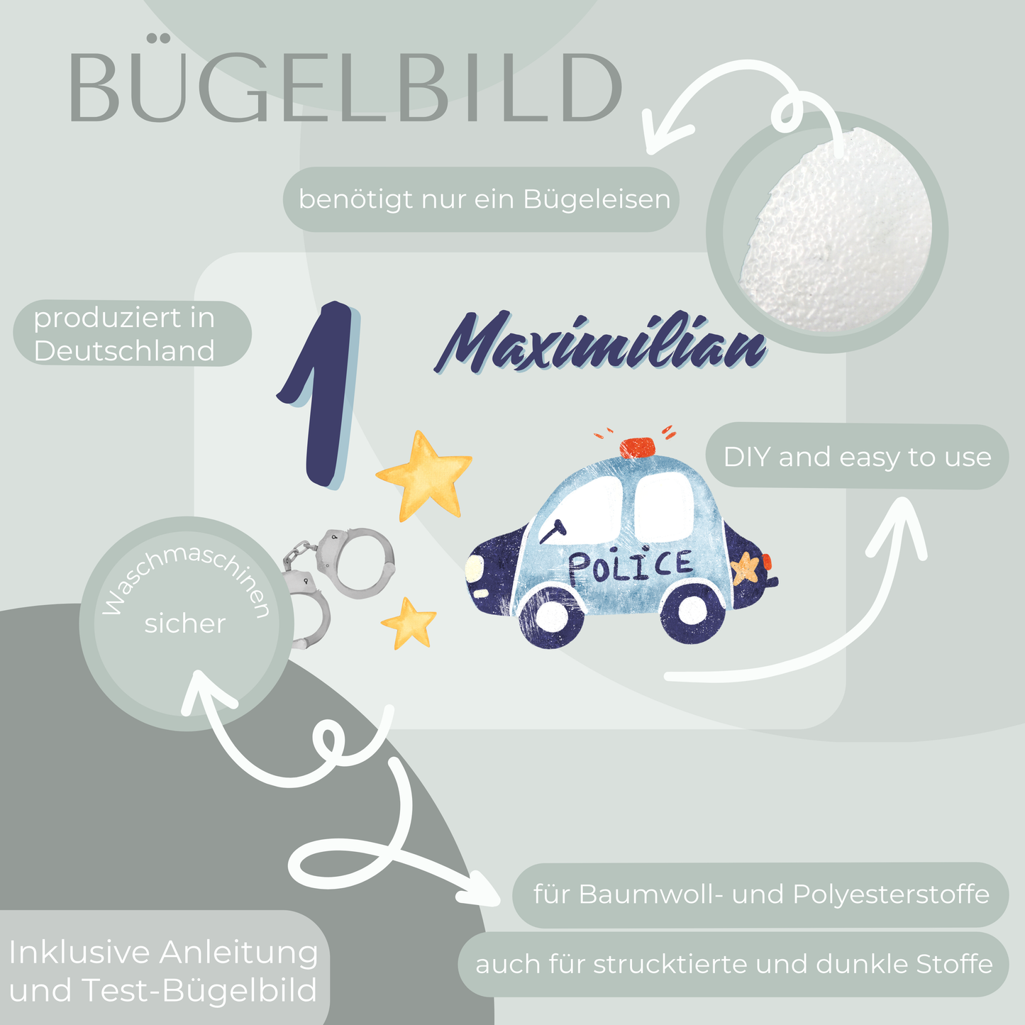 Personalisiertes Bügelbild-Set Polizei