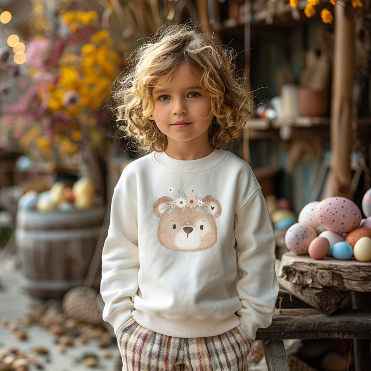 Bär beige Bügel-Bild Bügelbild Eigenproduktion