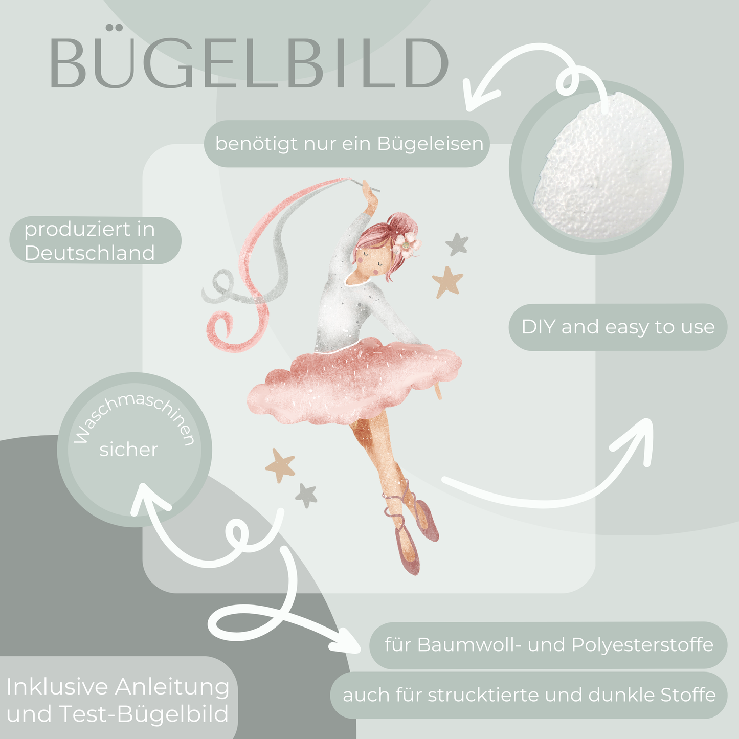 Ballerina mit Bändern Bügeld-Bild Bügelbild Eigenproduktion