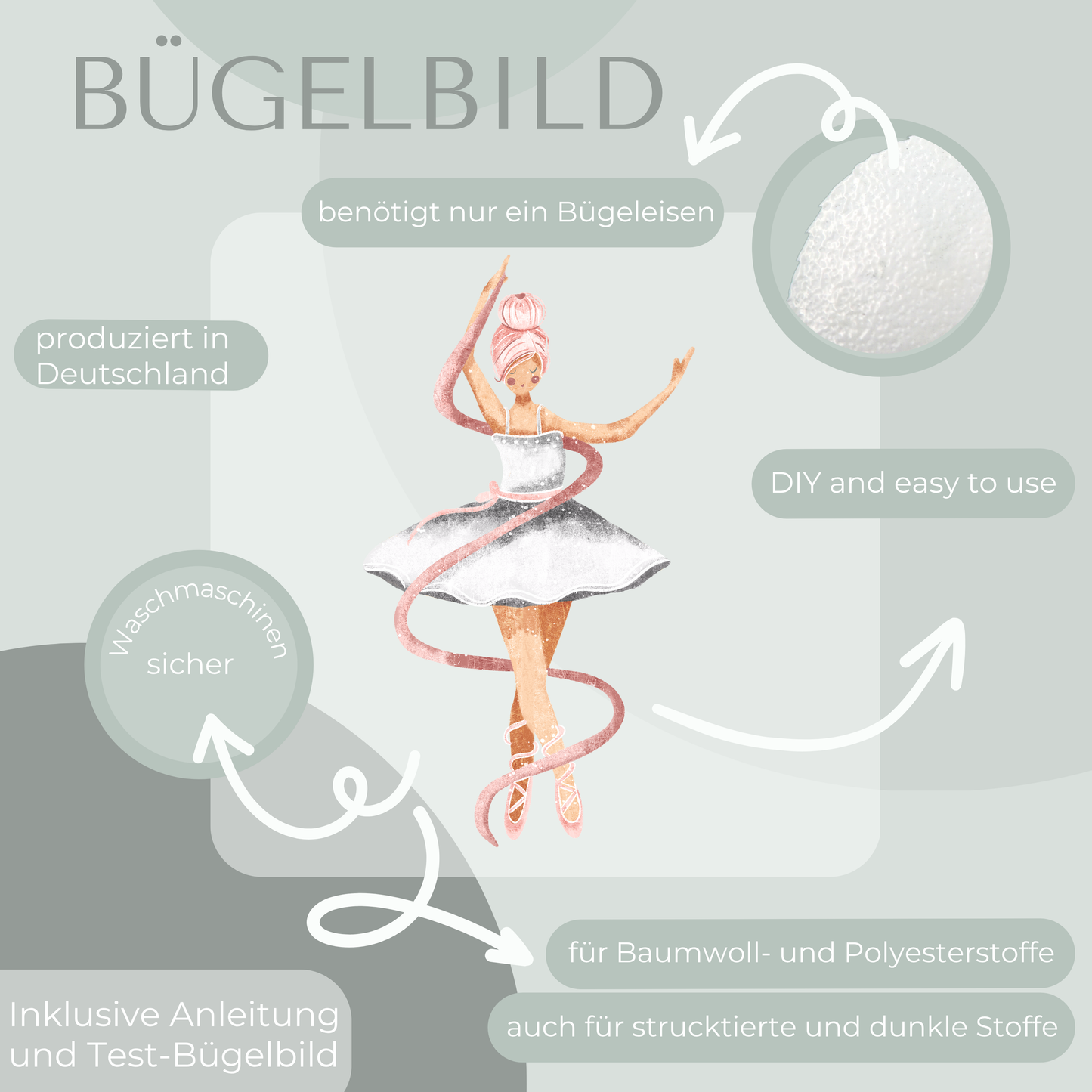 Ballerina silber Kleid Bügel-Bild Bügelbild Eigenproduktion