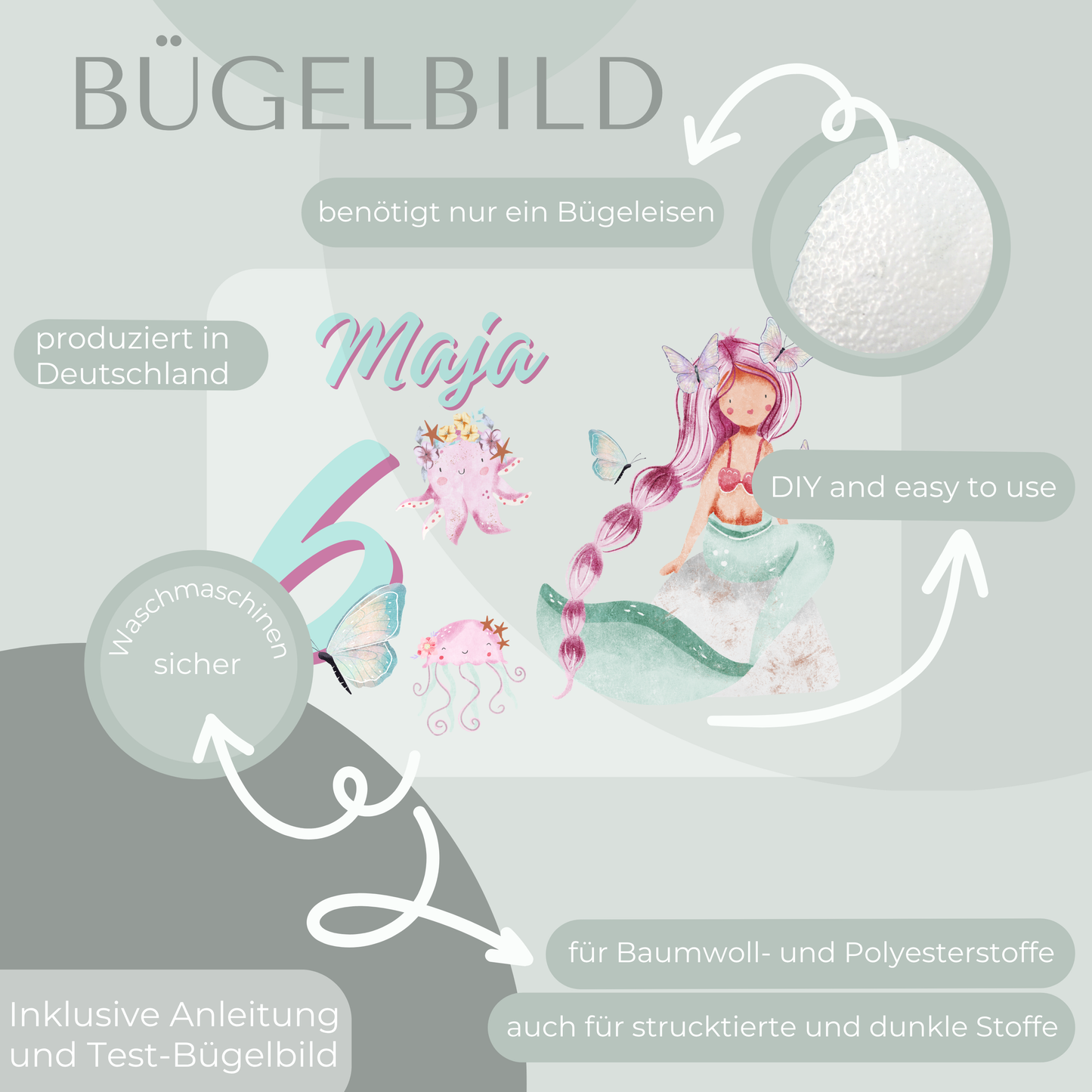 Personalisiertes Bügelbild-Set Meerjungfrau II