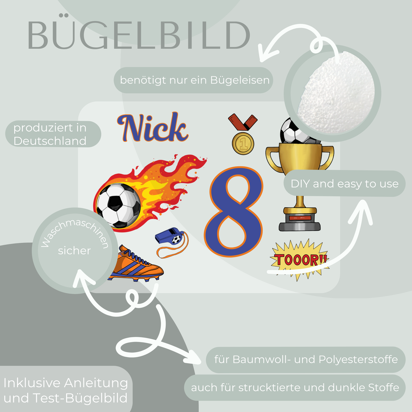 Personalisiertes Bügelbild-Set Fußball