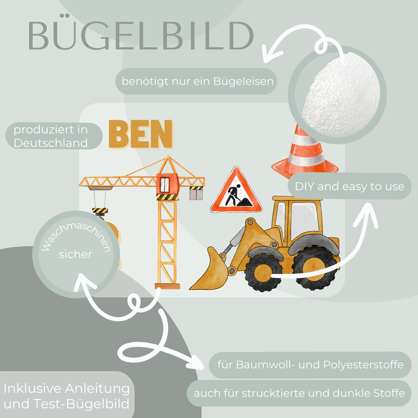 Personalisiertes Bügelbild-Set Bagger