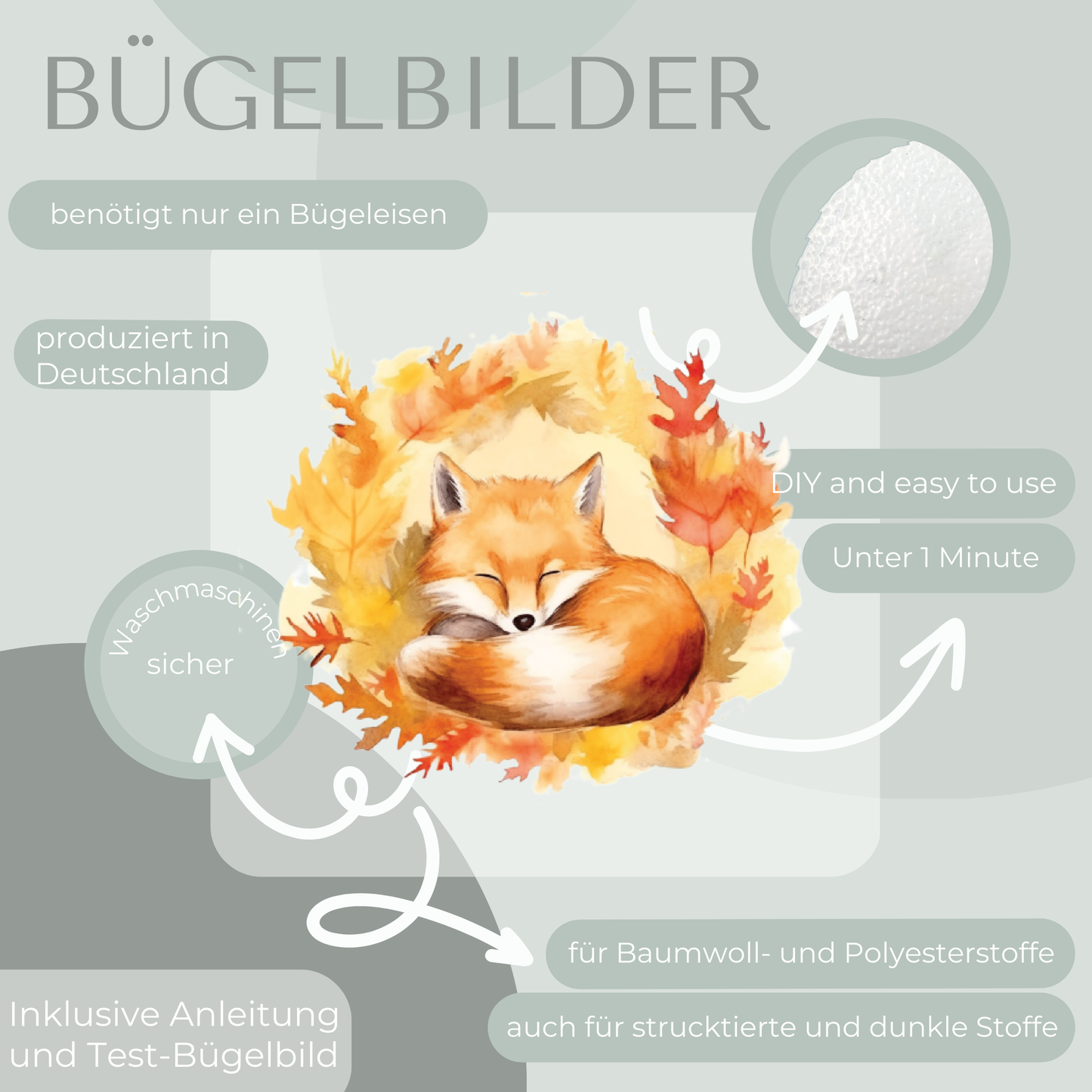 schlafender Fuchs Bügel-Bild Bügelbild Eigenproduktion