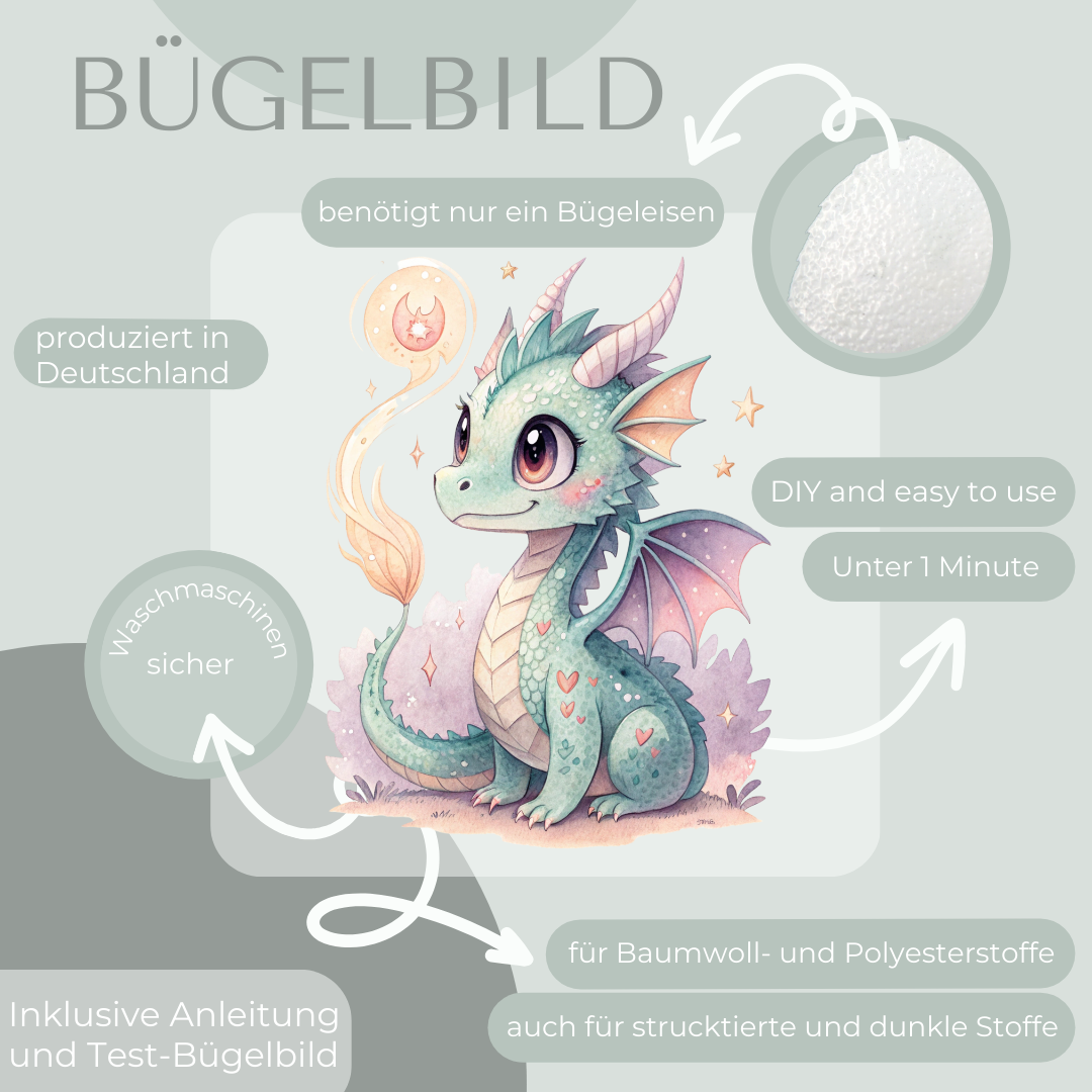 Magischer Drache Bügel-Bild Bügelbild Eigenproduktion
