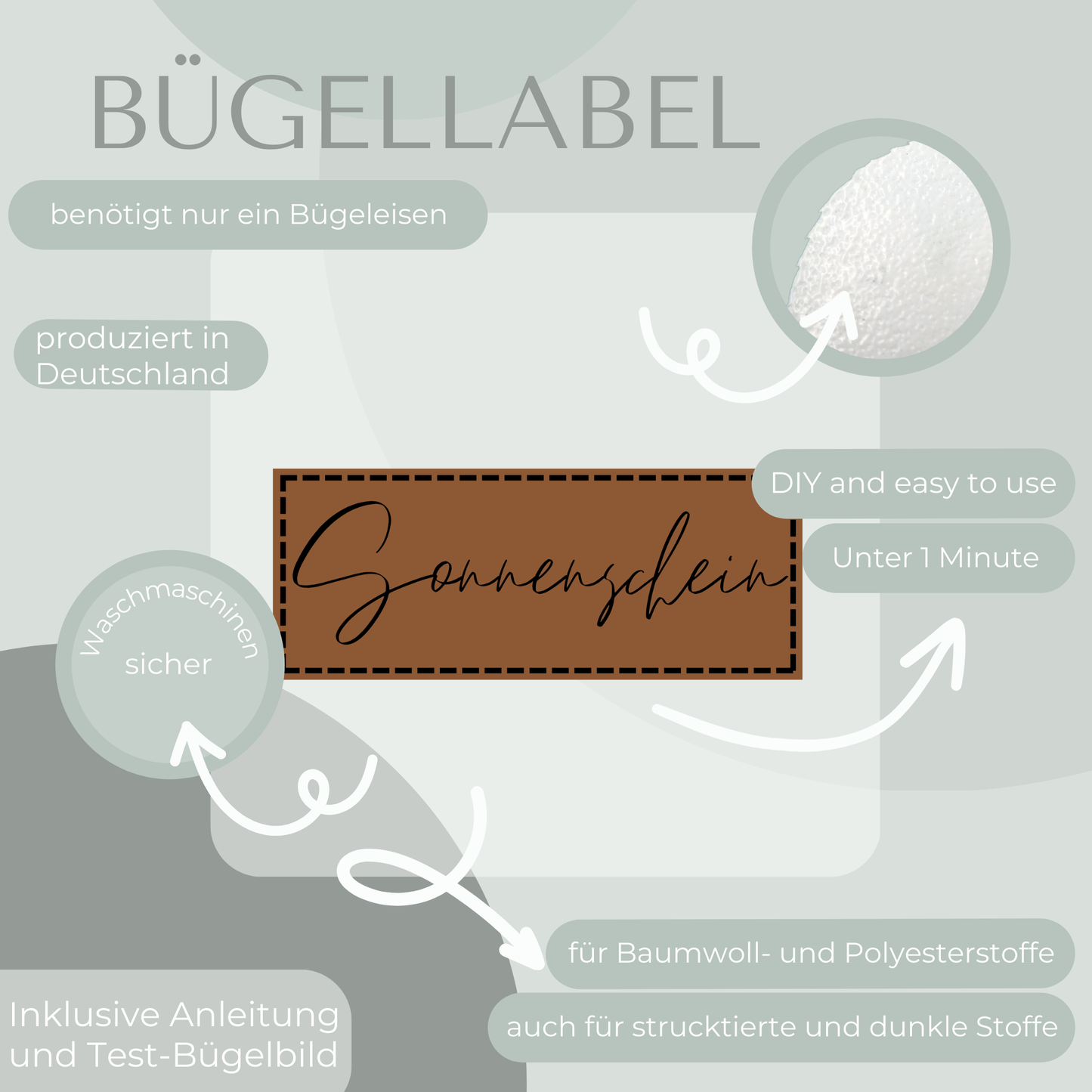 Sonnenschein -Bügel Label Bügellabel Eigenproduktion