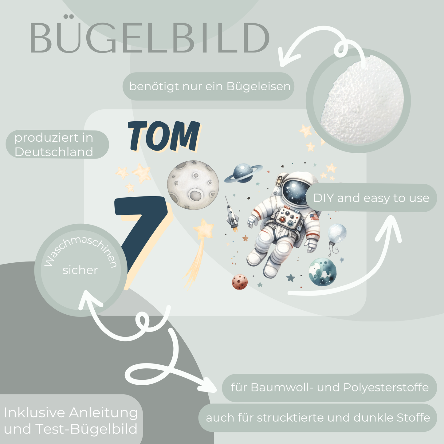 Personalisiertes Bügelbild-Set Astronaut