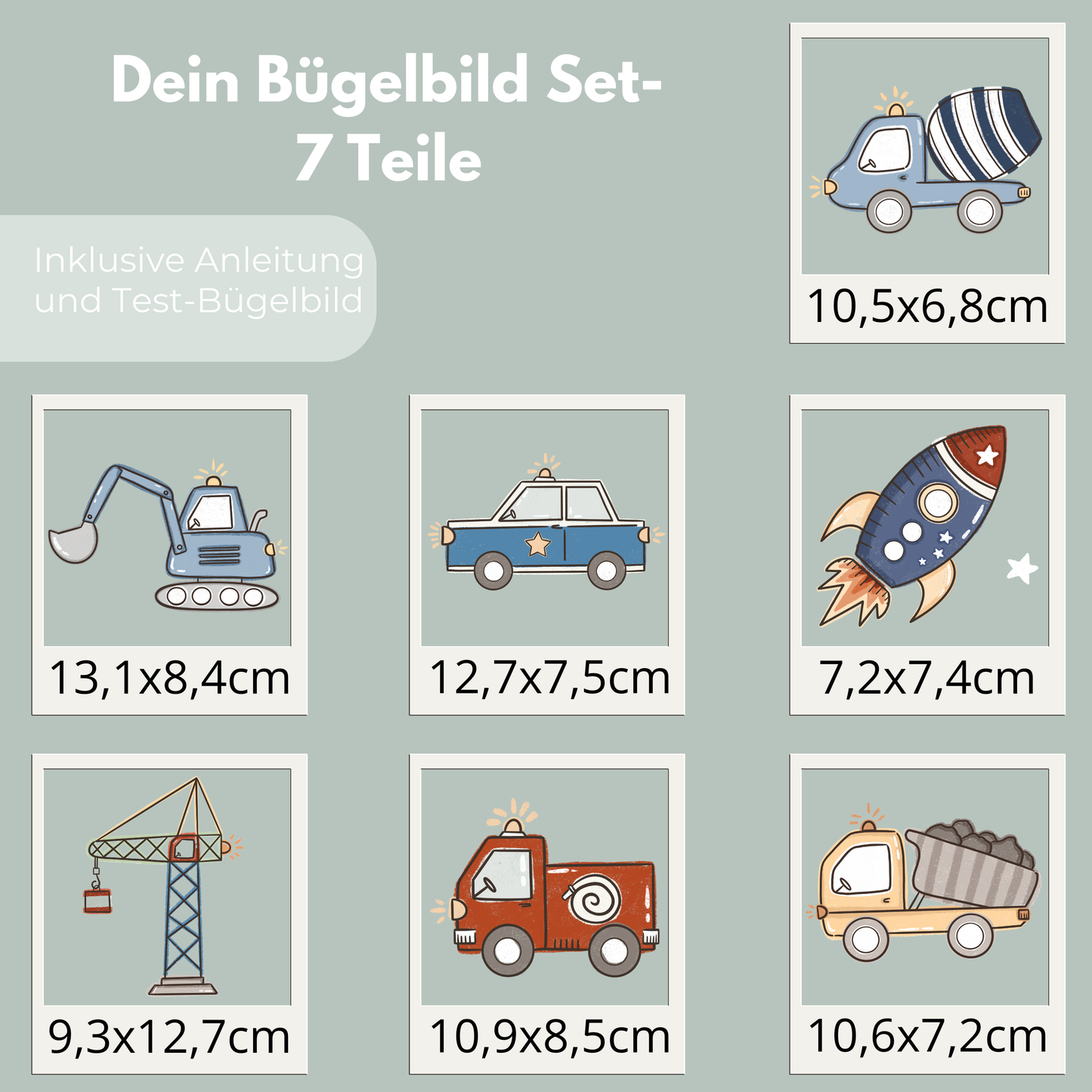 Fahrzeuge I Set Bügel-Bild Bügelbild Eigenproduktion DIN A4