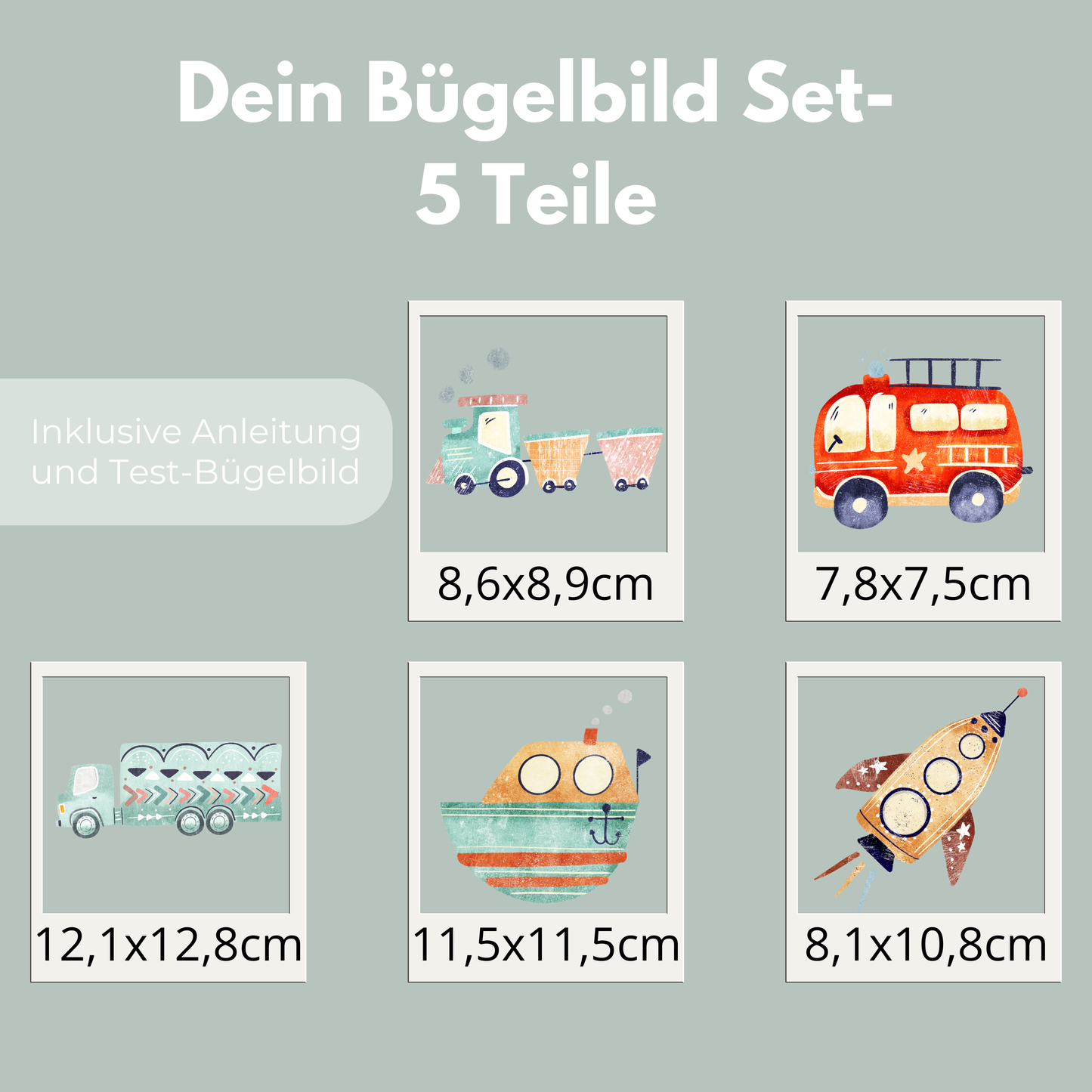 Fahrzeuge Set Bügel-Bild Bügelbild Eigenproduktion DIN A4