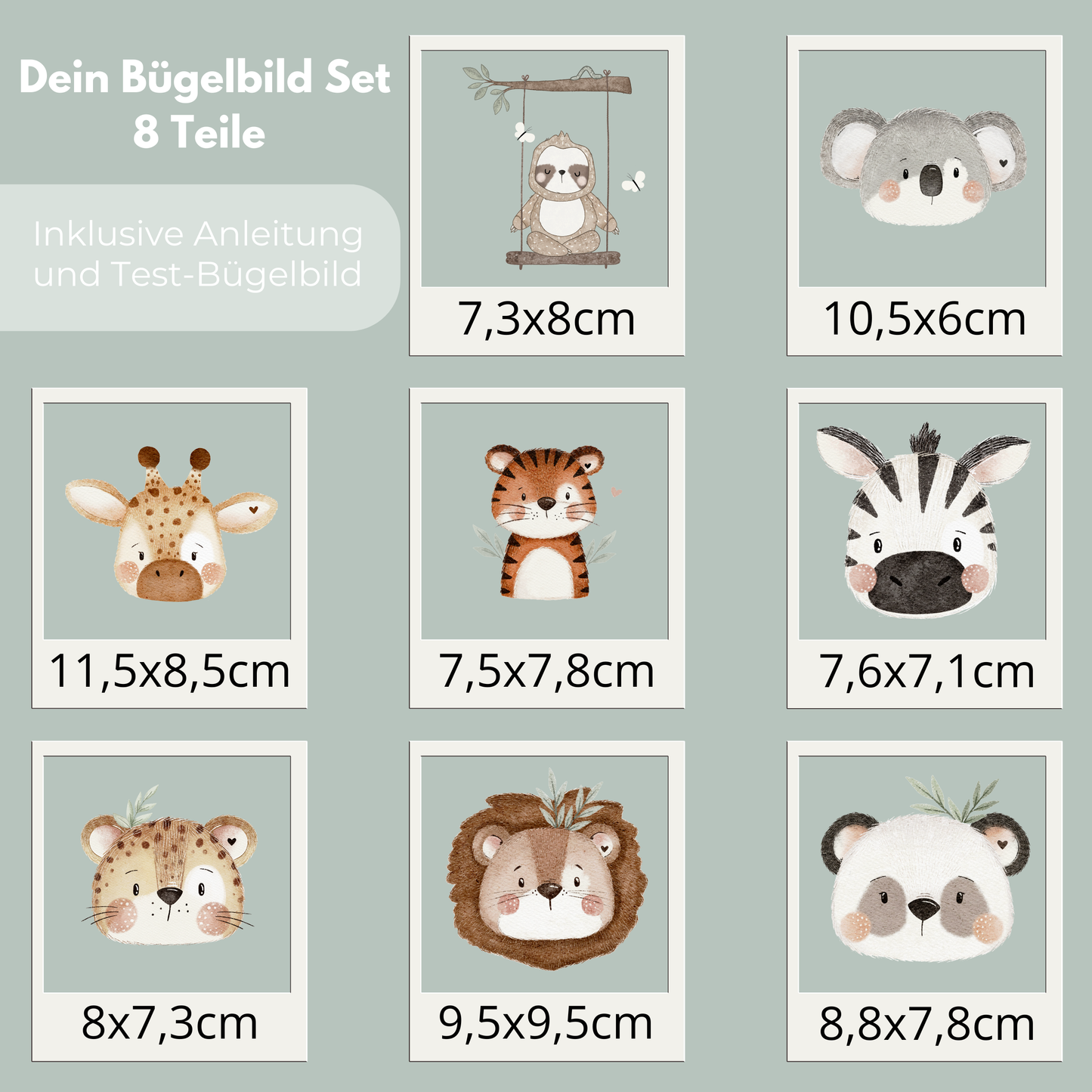 Dschungel Set Bügel-Bild Bügelbild Eigenproduktion DIN A4