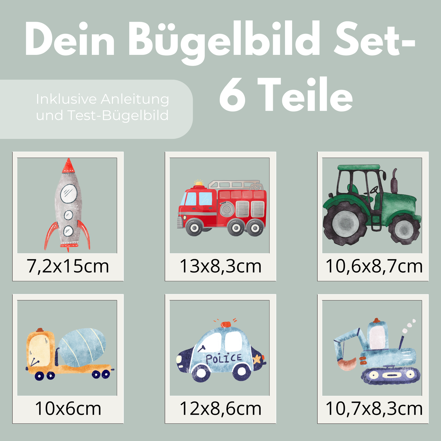 Fahrzeuge III Set Bügel-Bild Bügelbild Eigenproduktion DIN A4