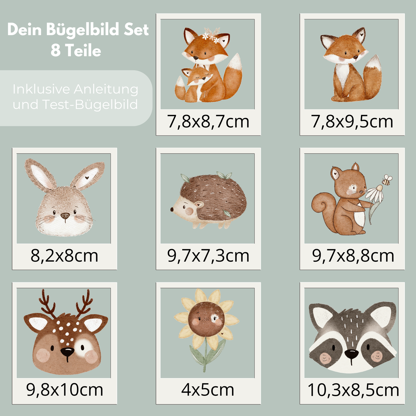 Wald Set Bügel-Bild Bügelbild Eigenproduktion DIN A4