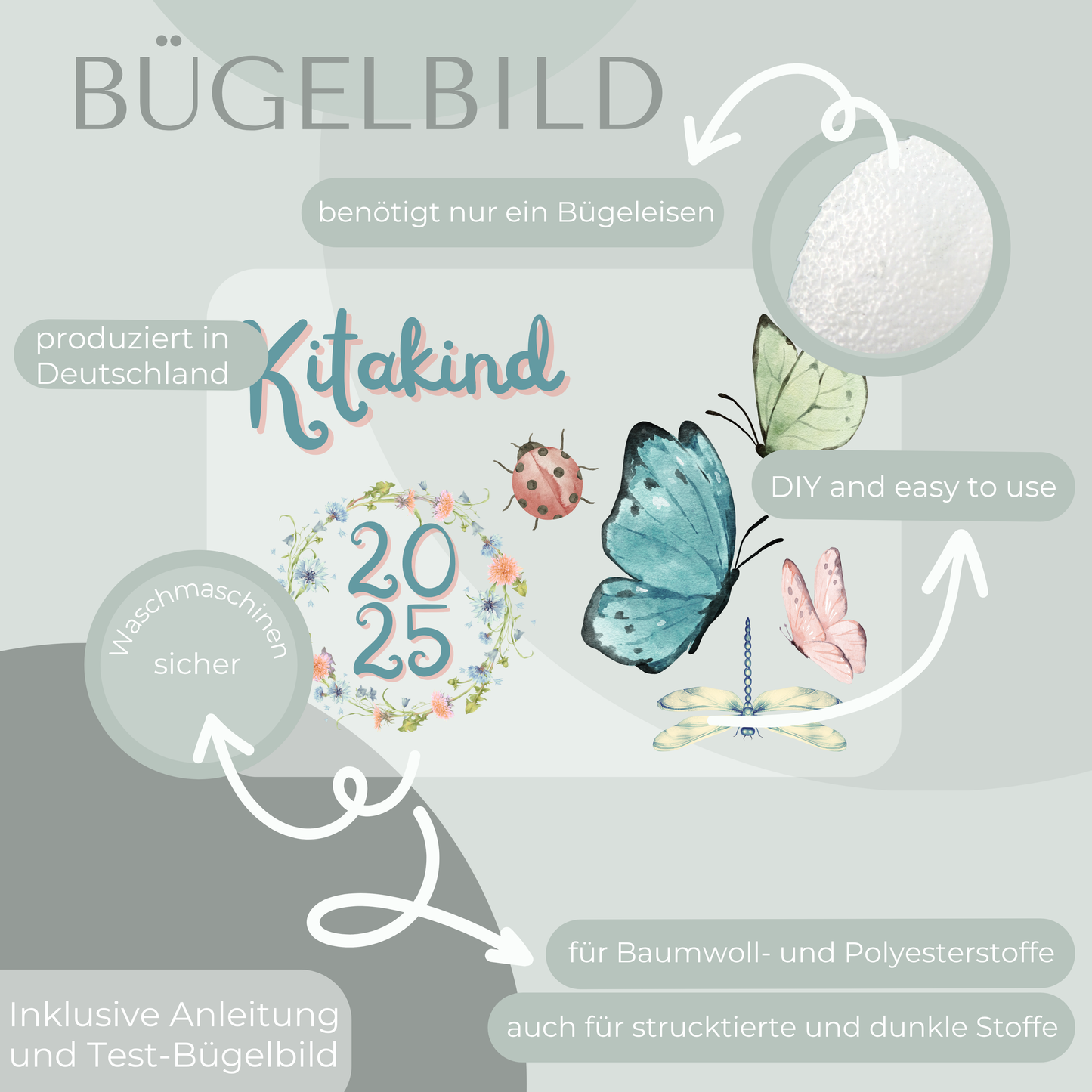 Bügelbild-Set Kitakind 2025 Schmetterling