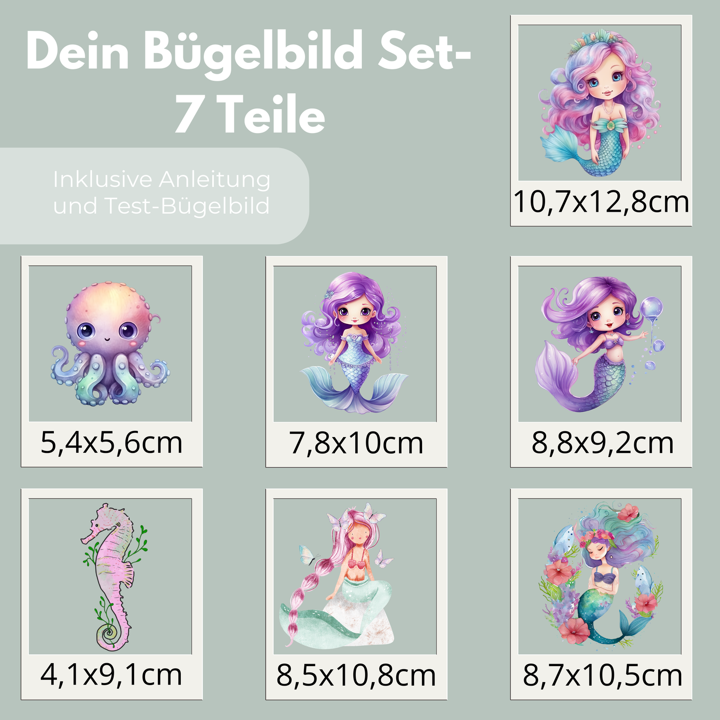 Meerjungfrau Set Bügel-Bild Bügelbild Eigenproduktion DIN A4