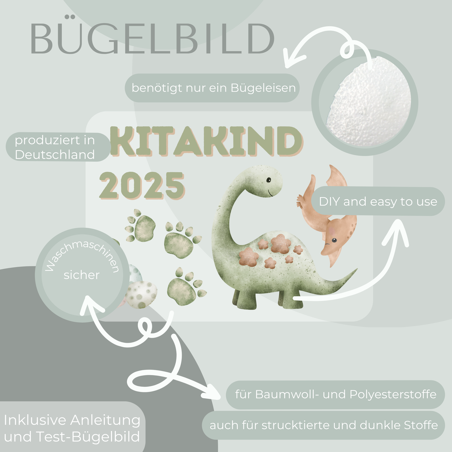 Bügel-Bild Bügelbild-Set Kitakind 2025 Dinosaurier
