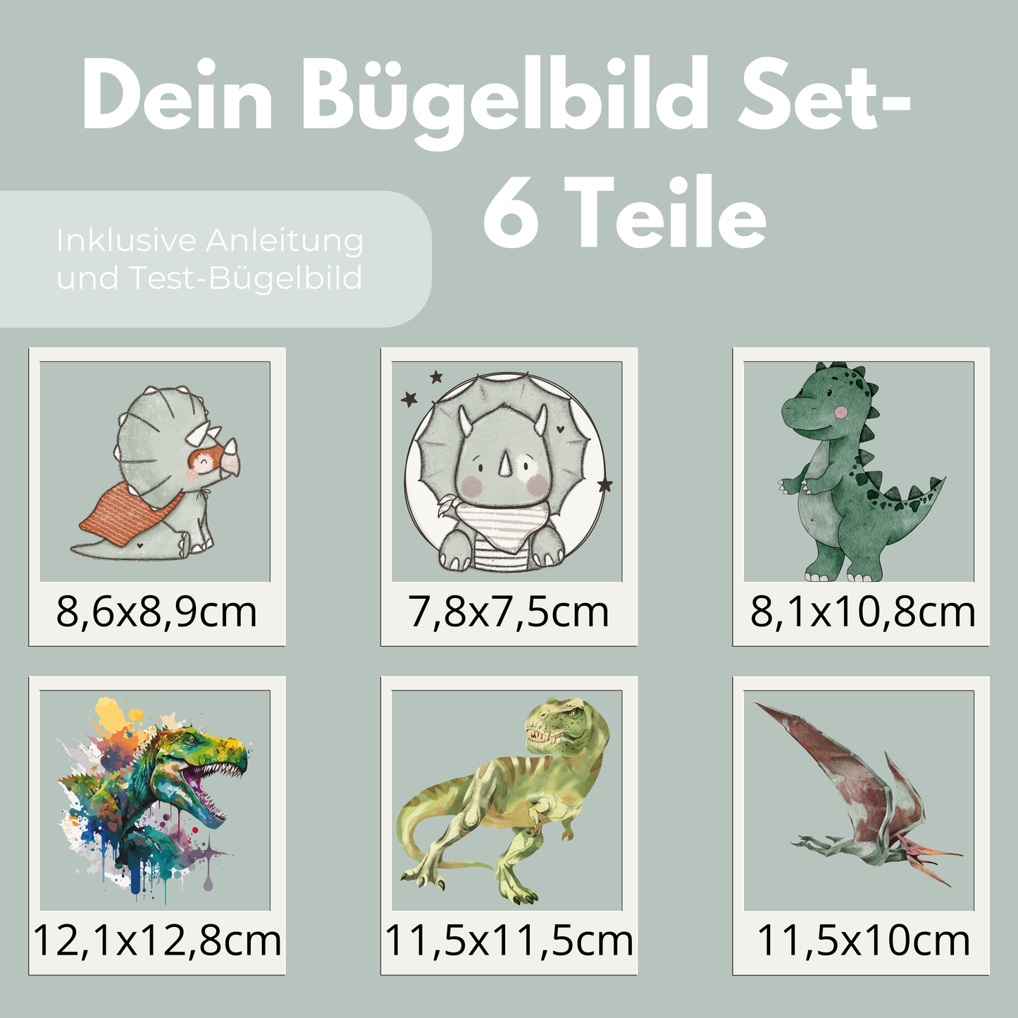 Dinosaurier Set Bügel-Bild Bügelbild Eigenproduktion DIN A4