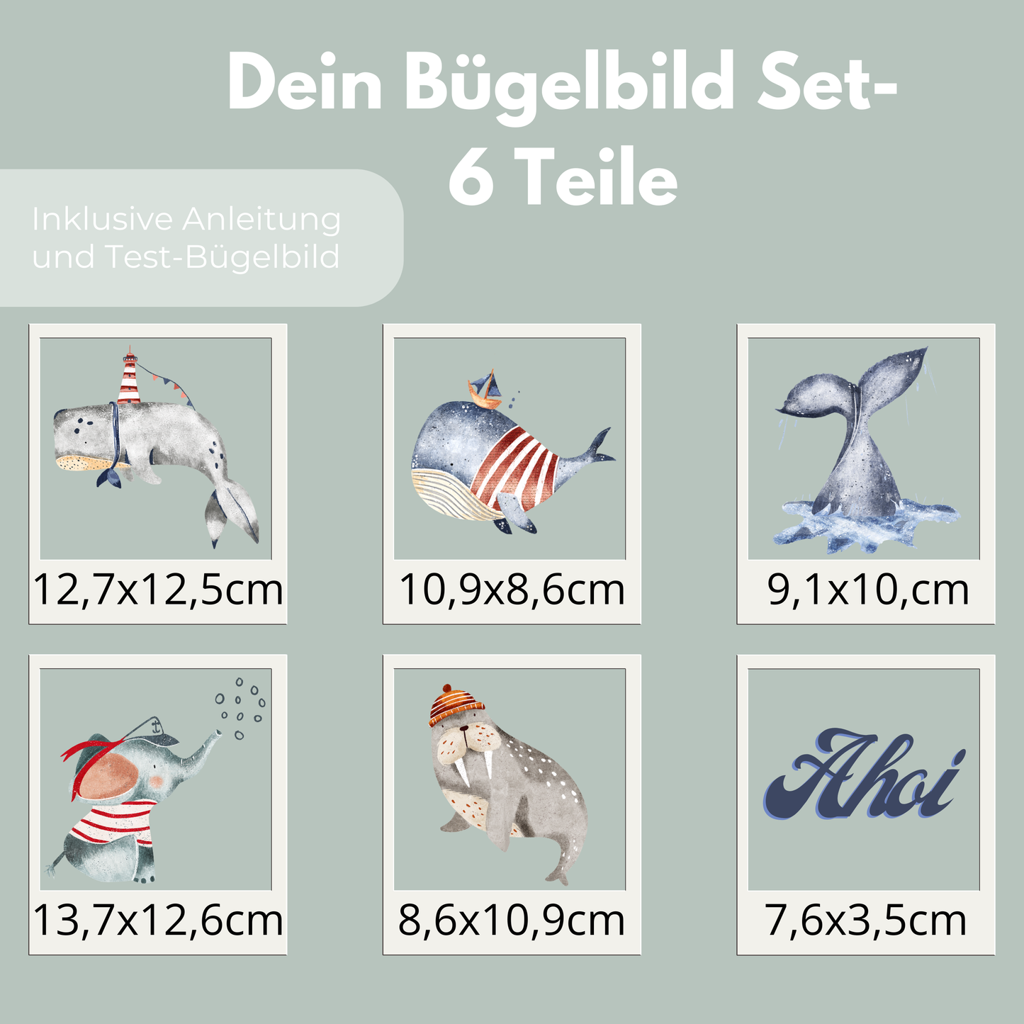 Meerestiere Set Bügel-Bild Bügelbild Eigenproduktion DIN A4