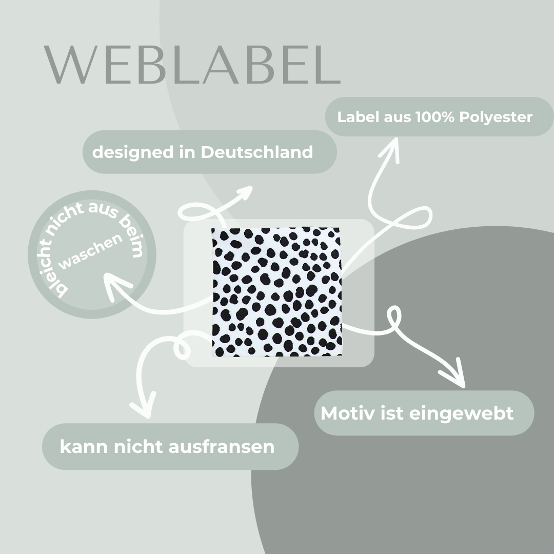 XXL Pünktchenmuster Web-Label gewebt Eigenproduktion