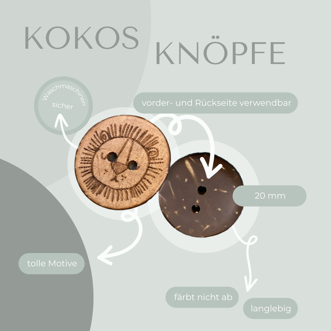 Eigenproduktion Kokosknopf Löwe 20mm - Ameloua