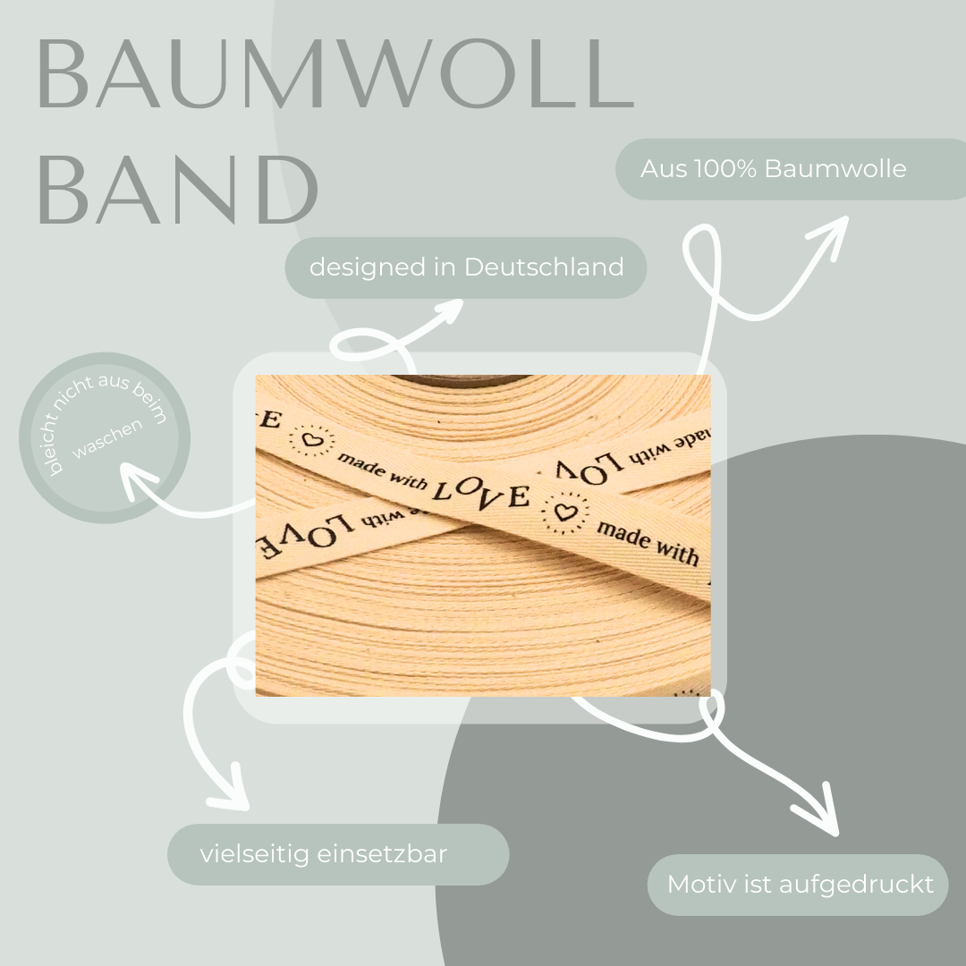 “made with LOVE“ Baumwollband