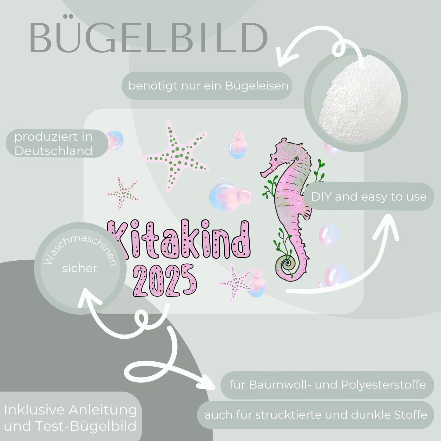 Bügelbild-Set Kitakind 2025 Seepferd