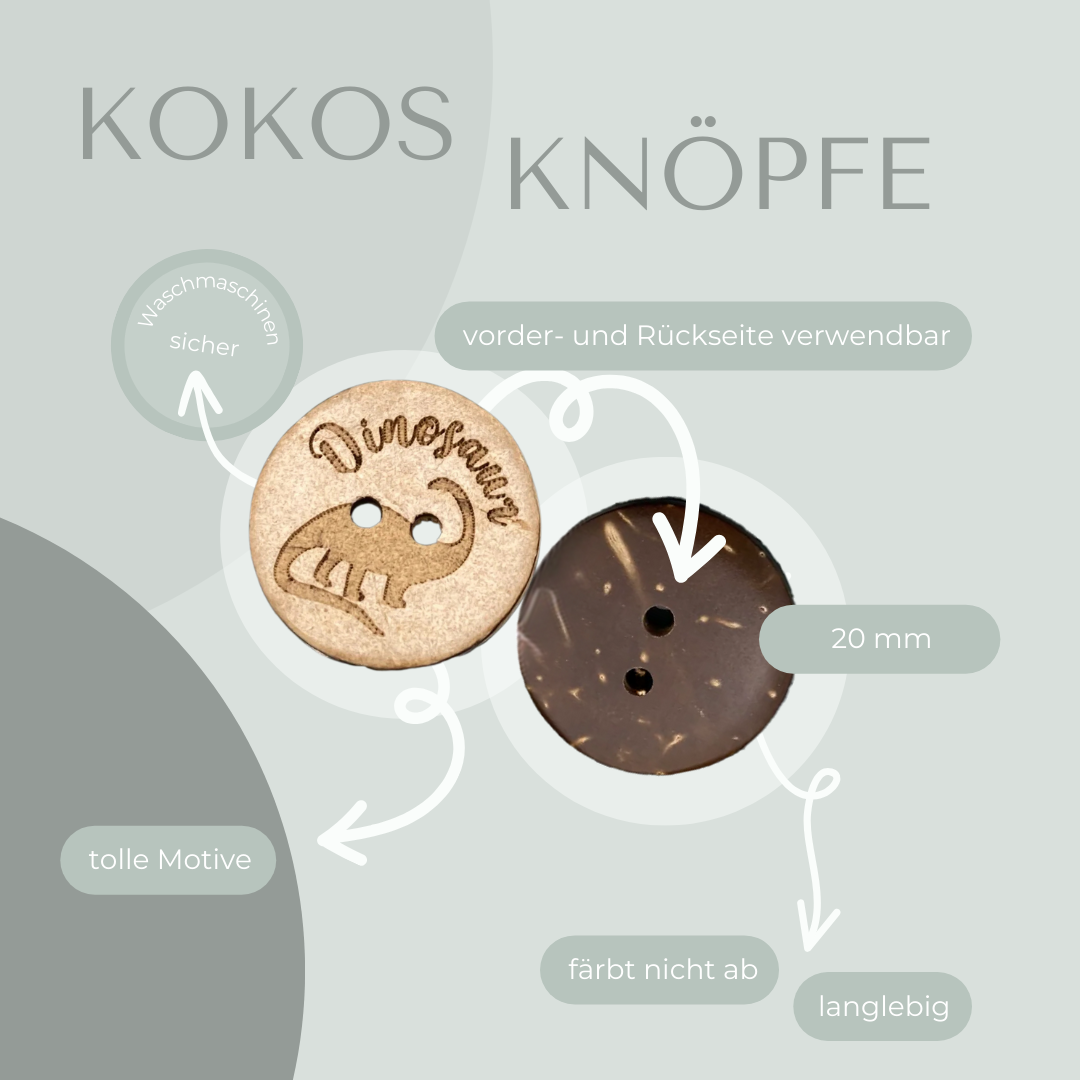 Kokosknopf Dinosaurier 20mm - Ameloua