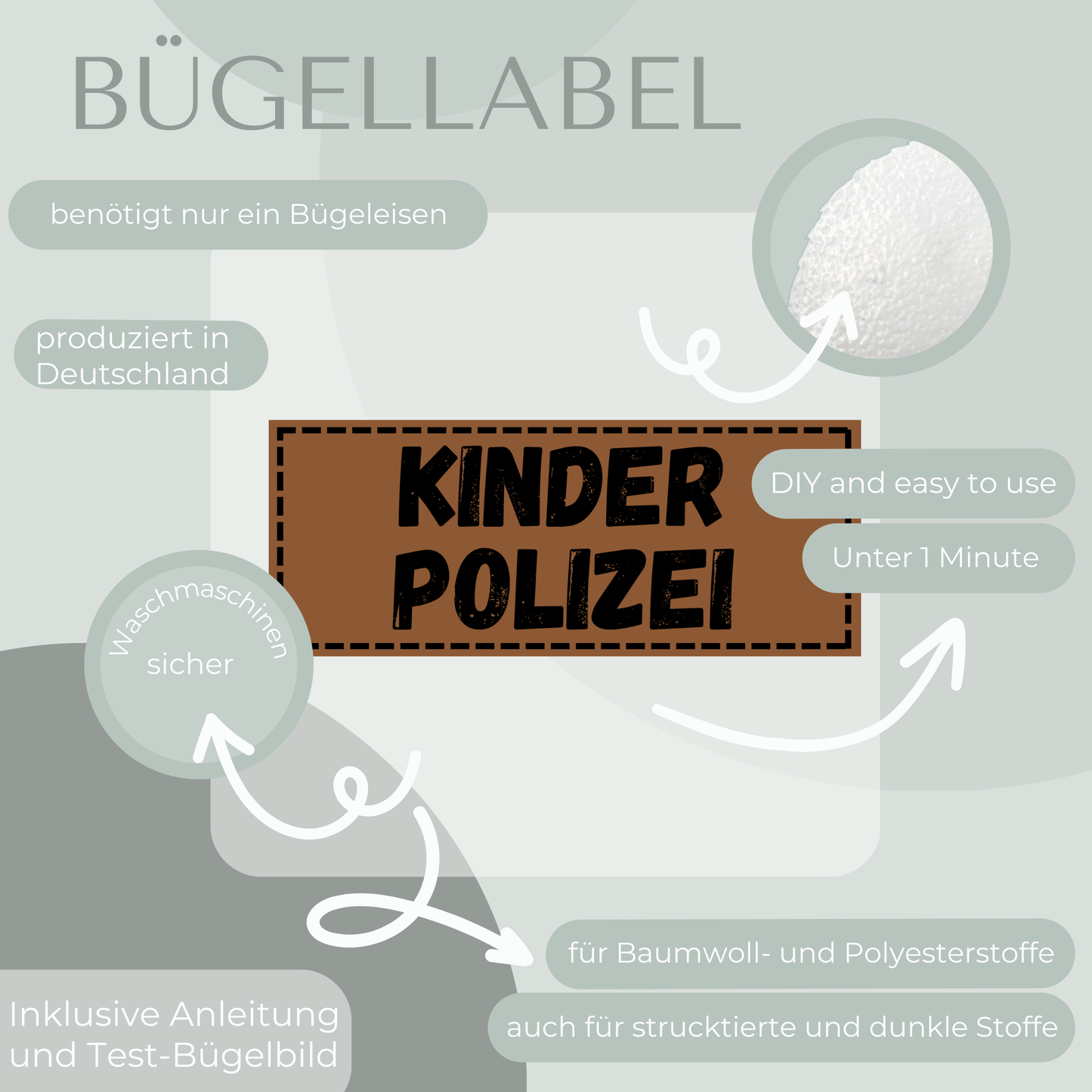 Kinder Polizei Bügel Label Bügellabel Eigenproduktion