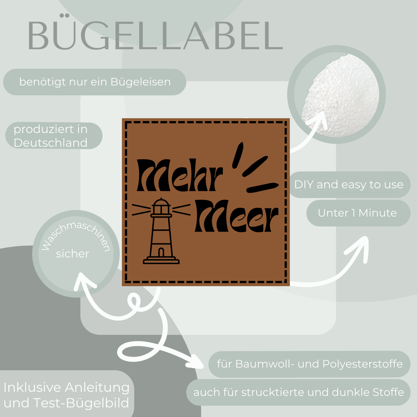 Mehr Meer Bügel-Label Bügellabel Eigenproduktion