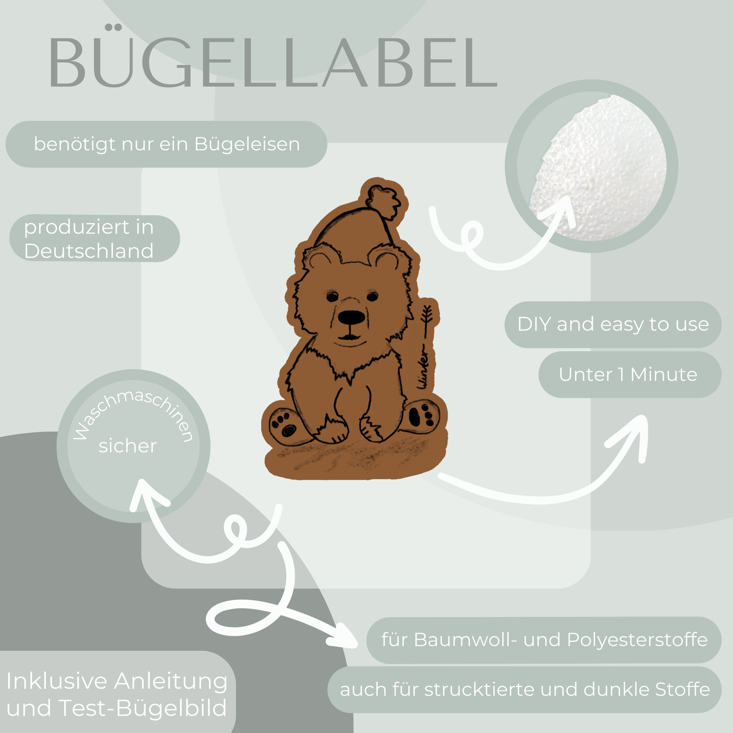 Eisbär Bügel Label Bügellabel Eigenproduktion