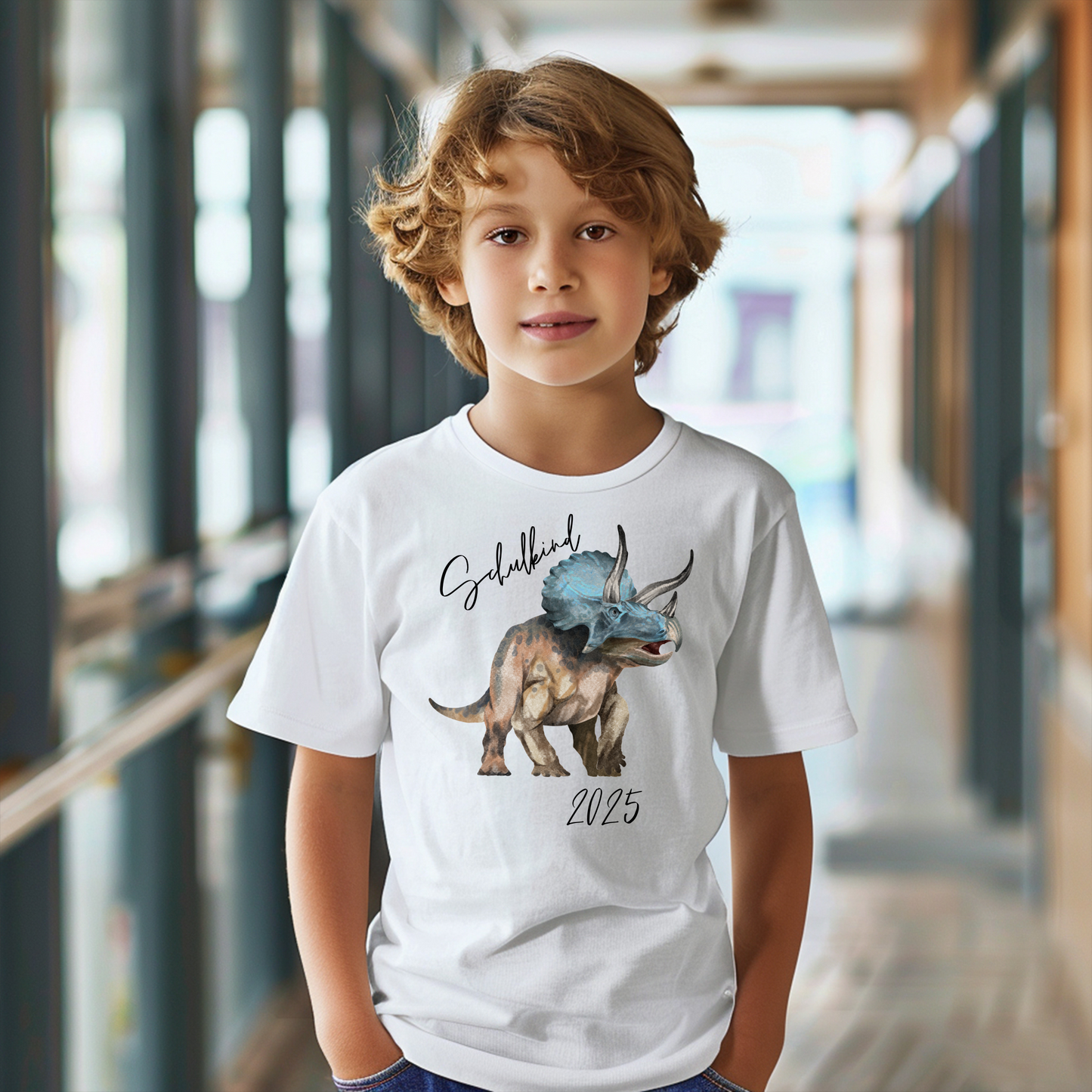 Triceratops blau Bügelbild Eigenproduktion