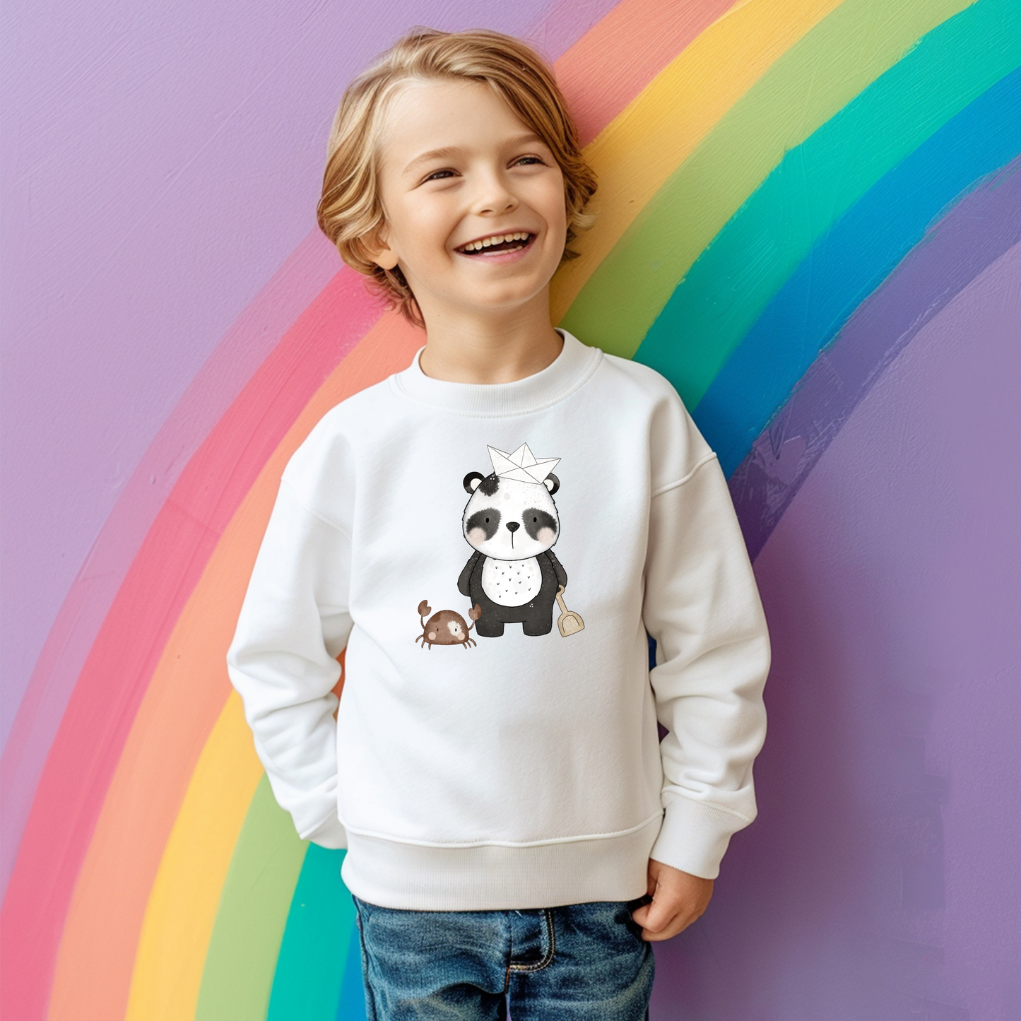 Panda mit Krabbe Bügel-Bild Bügelbild Eigenproduktion